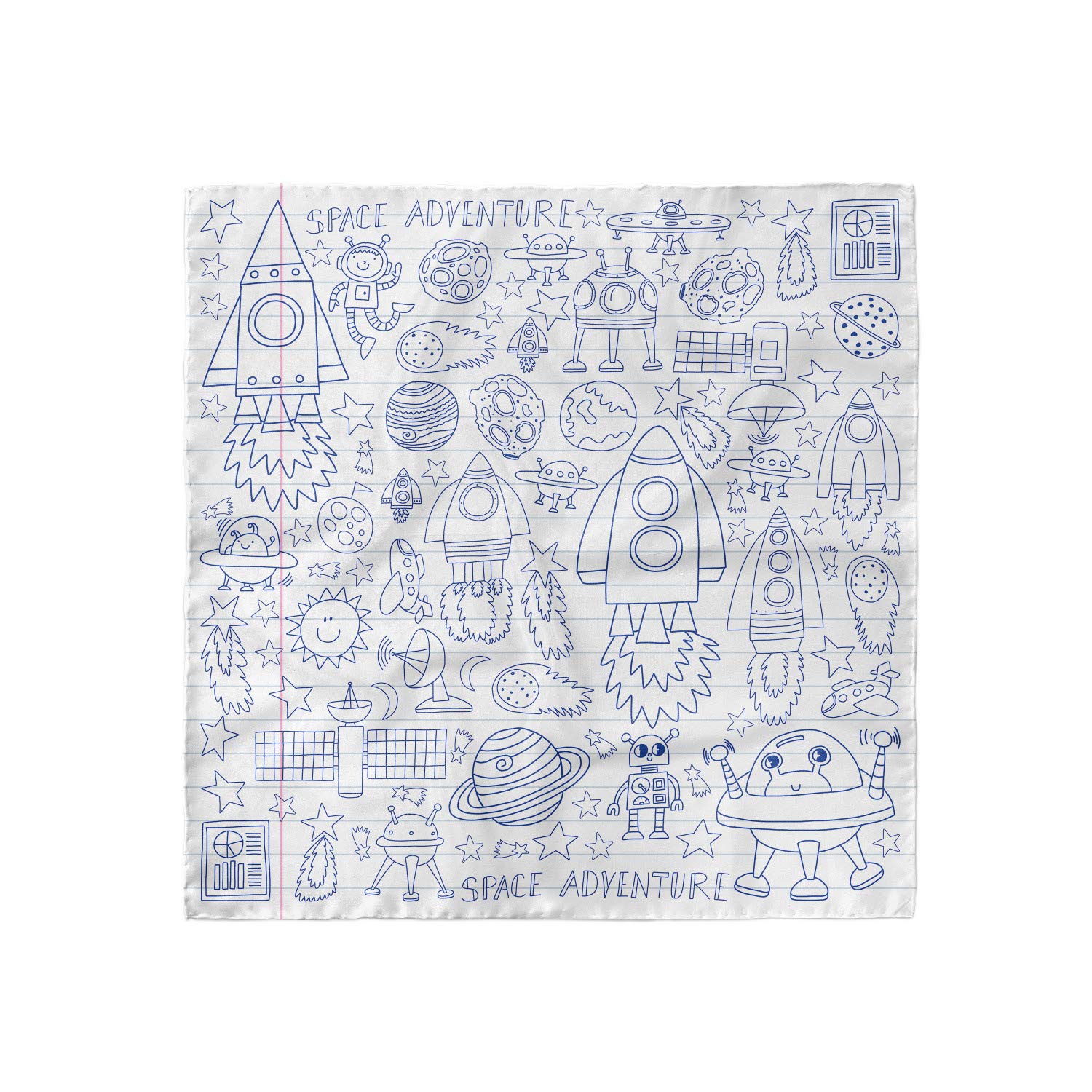 Ambesonne Doodle Head Scarf - Cosmic Space Adventure Hair Wrap for Women | Boho Chic Hair Accessory for Beach, Yoga & Everyday Style