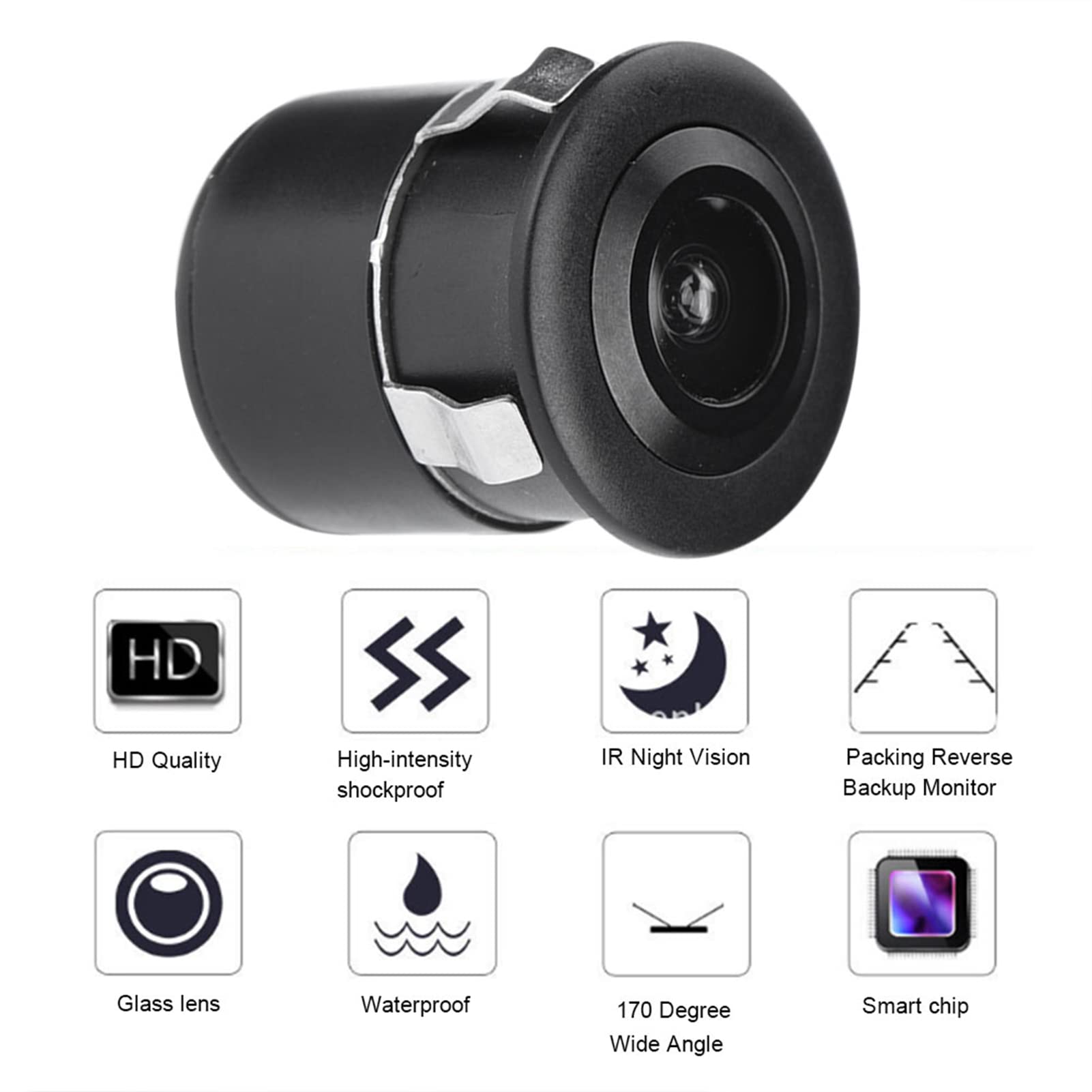 Elprico 1080P HD Security Camera - 170° Wide Angle Wired Mini CCTV Camera with Color Night Vision & Waterproof Design for Home, Office, and Car Surveillance