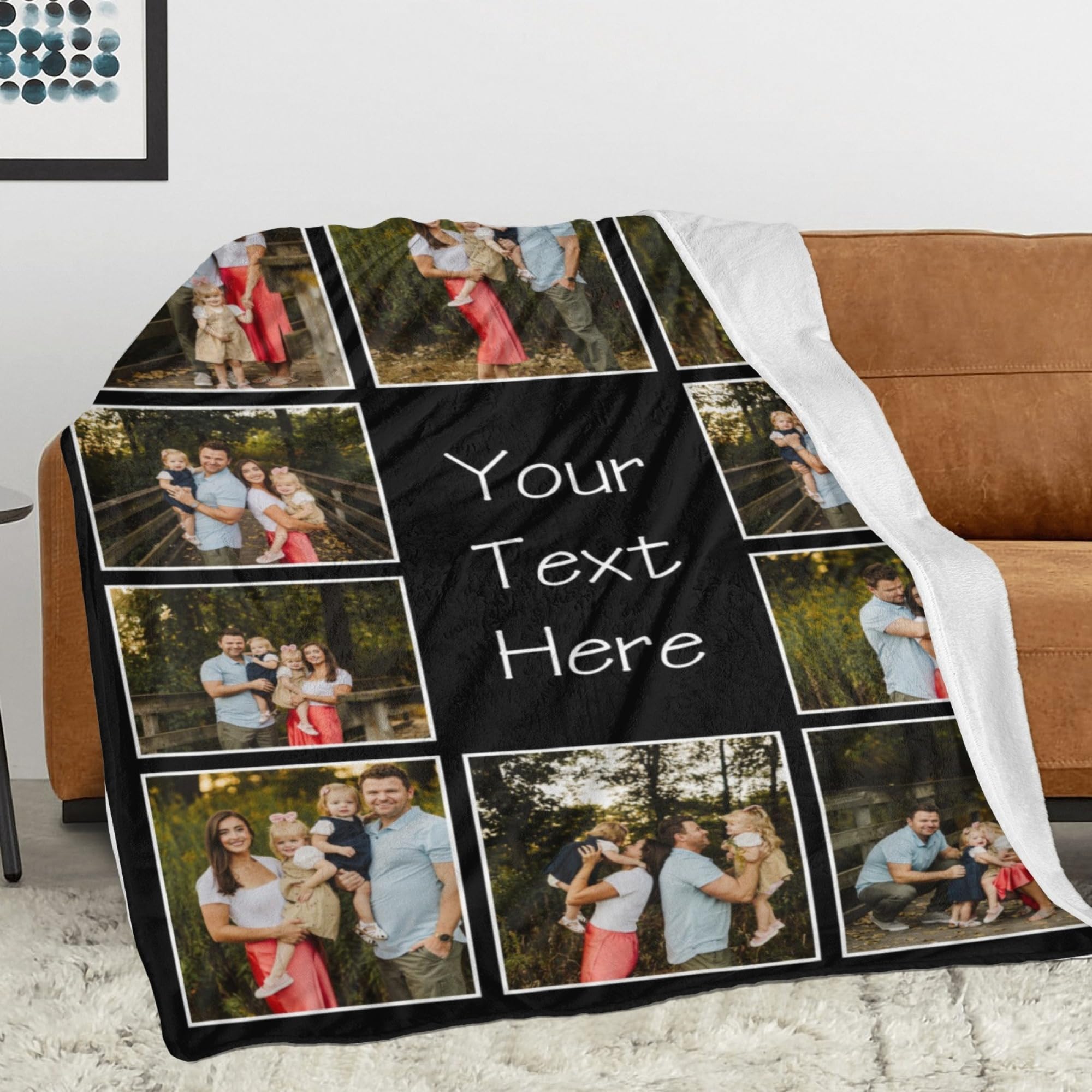 Custom Photo Blanket - Personalized Flannel Fleece Blanket with Family Pictures - Soft Throw Blanket for Women, Men & Kids - Perfect for Couch, Bed & Sofa - Great Gift for Christmas, Birthdays & Anniversaries