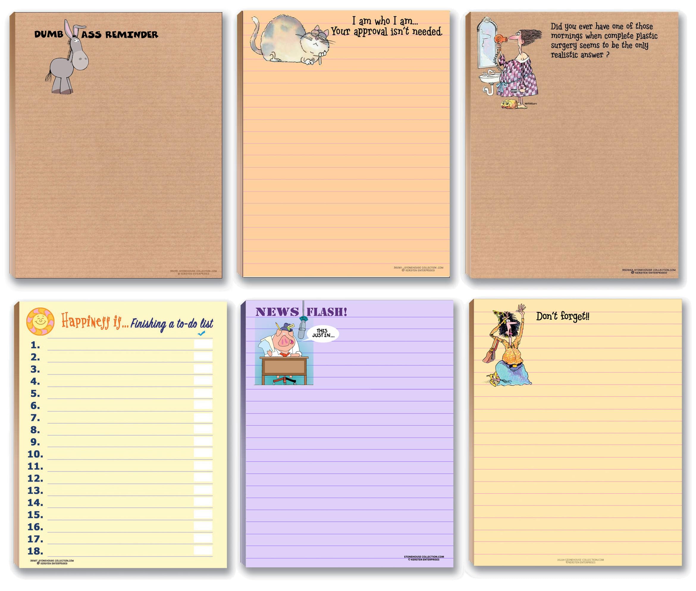 Funny Notepads Assorted Pack - Small Notepad Gift Set 4.25