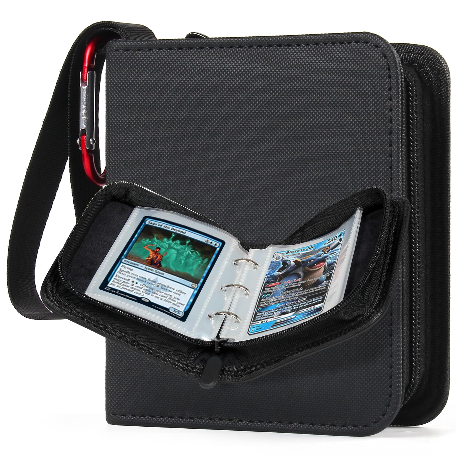 GEAoffice Small 1 Pocket Trading Card Binder - 80 Pockets Mini Card Album Book with 40 Removable Sleeves - Top Loading Binder for TCG, MTG, Black Cards - Perfect for Collectors, Gamers & Trading Card Storage