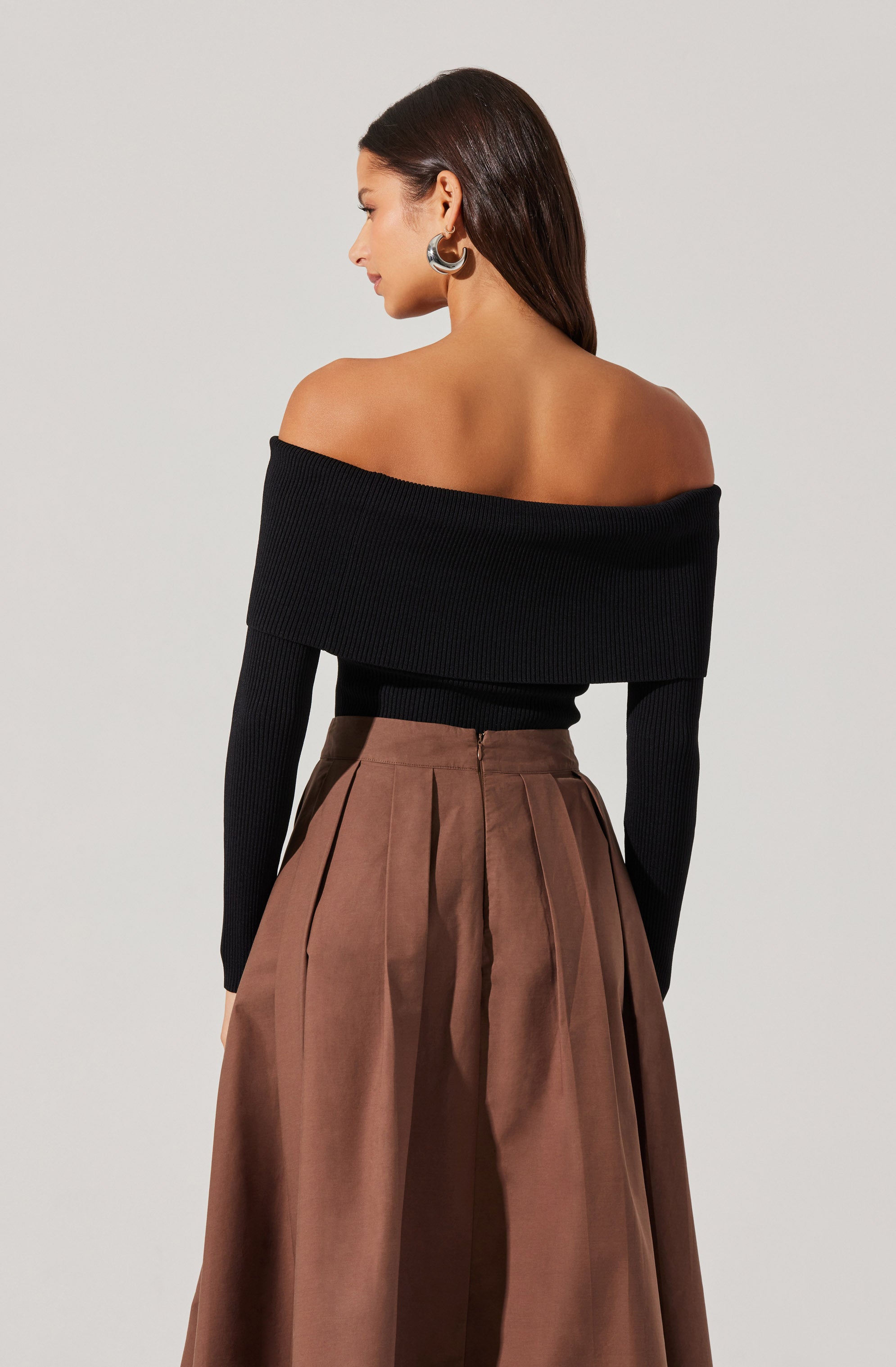 Stylish Foldover Ribbed Off Shoulder Sweater for Women | Trendy Knit Pullover | Perfect for Casual Outfits, Date Nights & Fall Layering