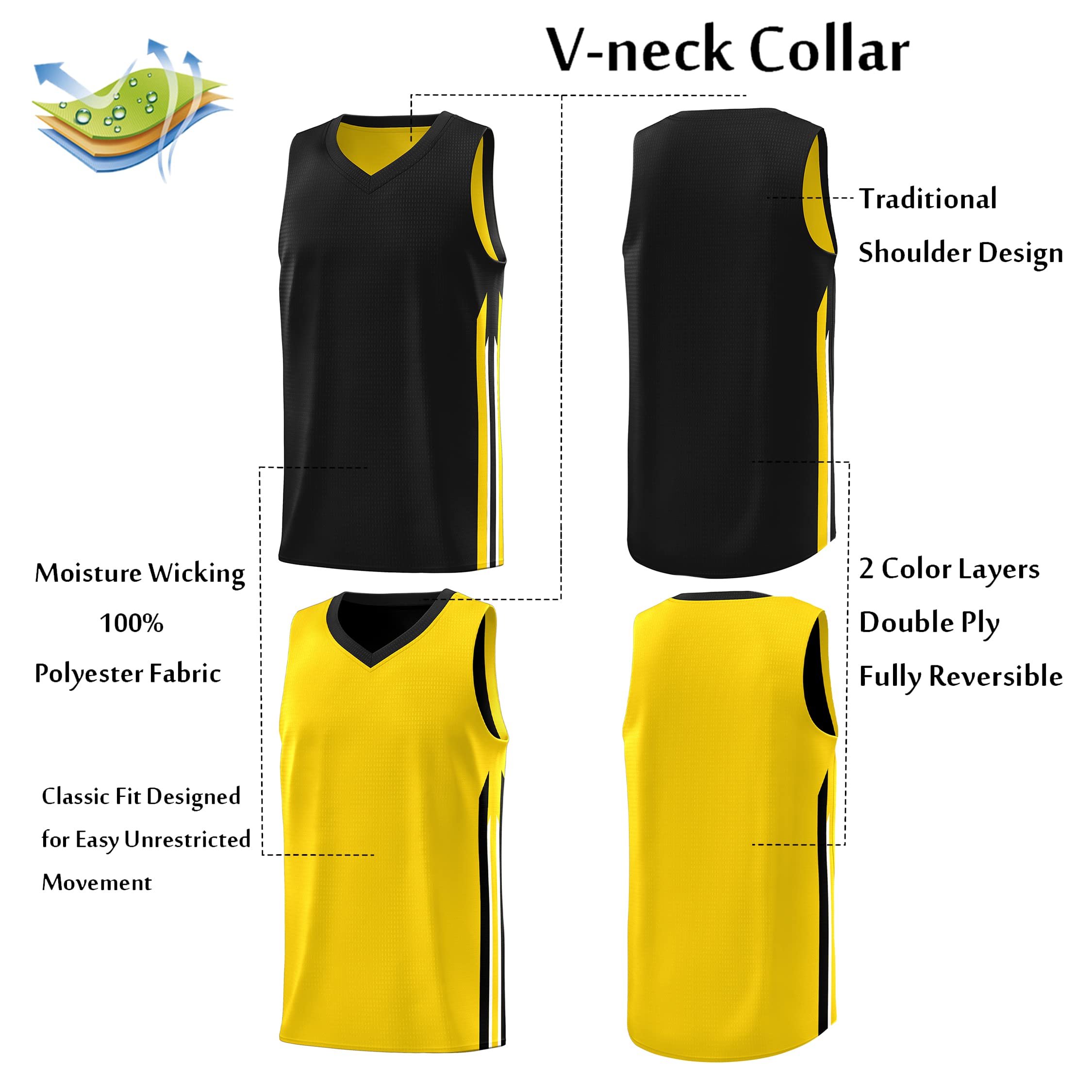 Men's Reversible Basketball Jersey - Team Uniform for Sports & Hip Hop (S-4XL)