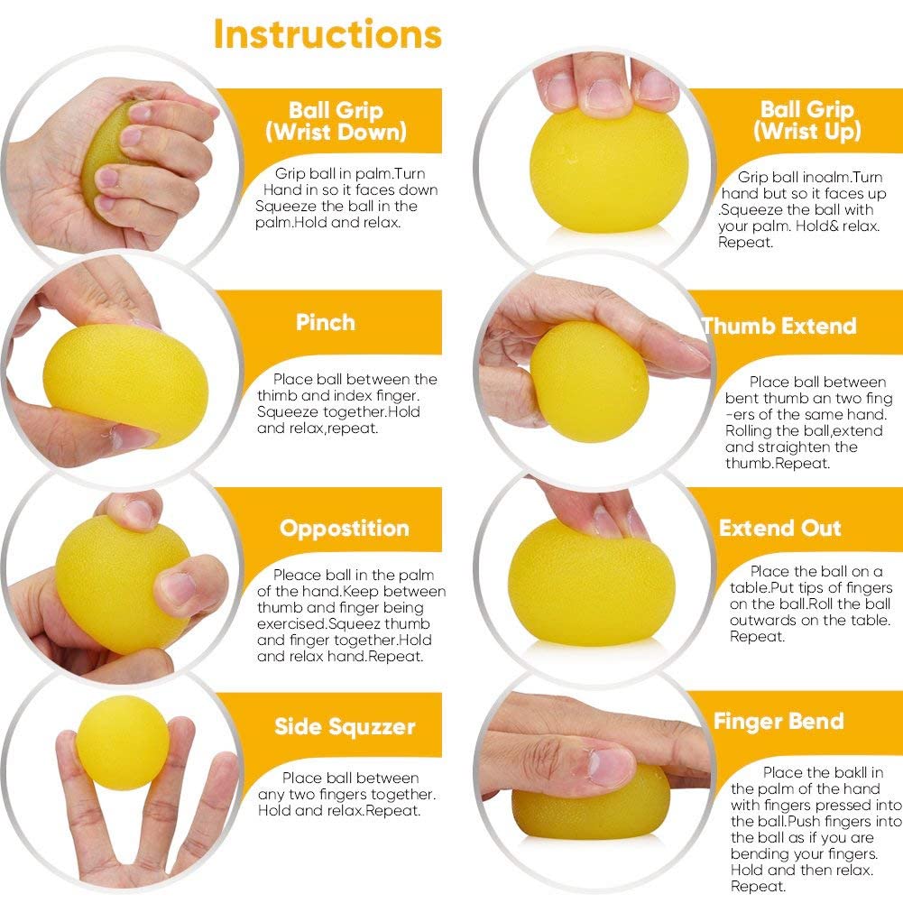 3-Pack Resistance Therapy Balls for Hand Exercise - Stress Relief & Grip Strength Trainer for Adults - Finger, Wrist & Arthritis Pain Relief - Perfect for Office, Gym & Home Rehabilitation