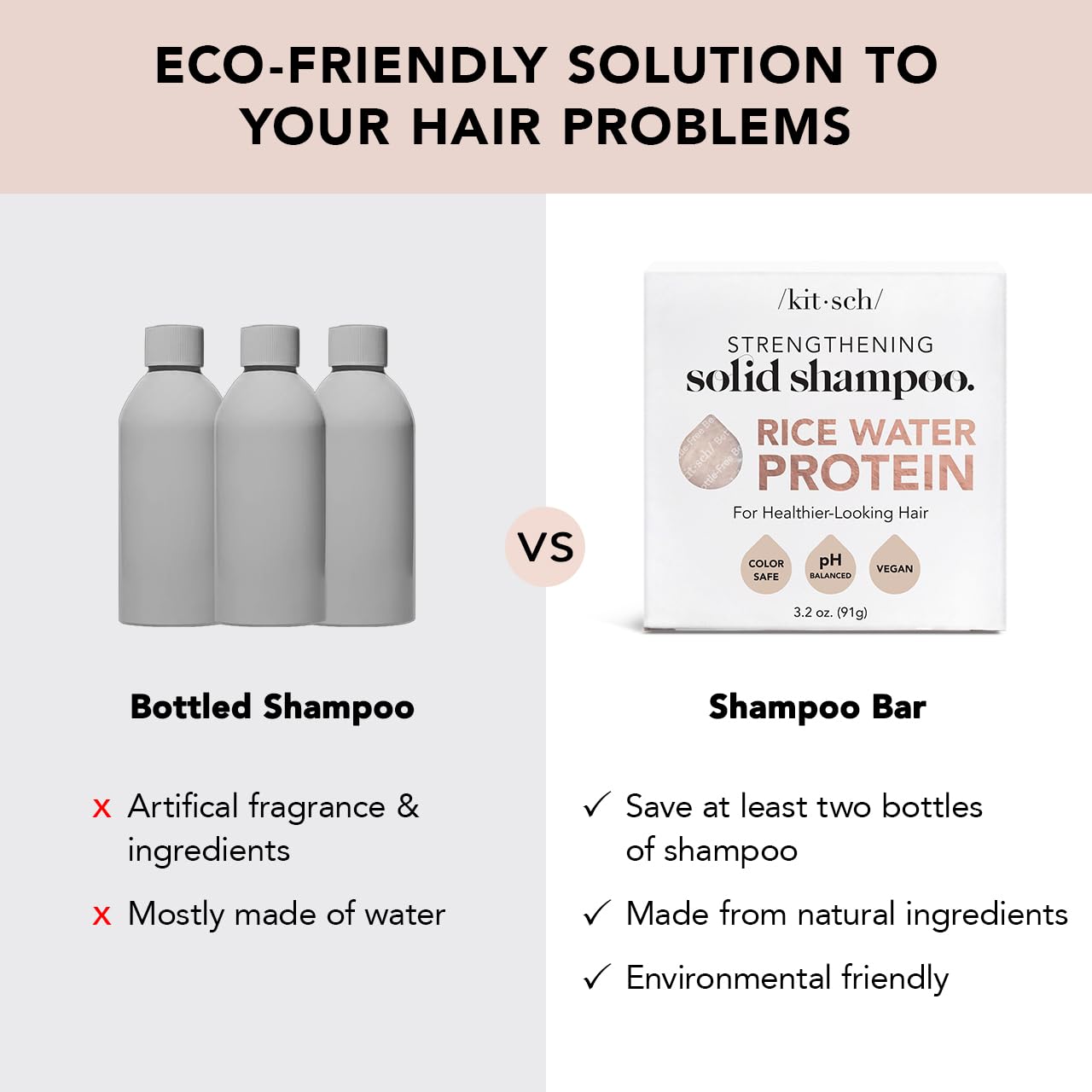 Kitsch Rice Water Shampoo Bar & Shower Head Filter Set - Sulfate Free Hair Care & Water Purifier for Healthy Scalp | Perfect for Travel, Eco-Friendly Bathroom & Hard Water Areas