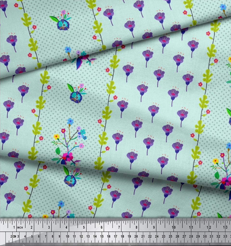 Soimoi Moss Green Georgette Fabric by The Yard - 42 Inch Wide Floral Stripe Printed Fabric for Dresses, Curtains & DIY Crafts - Modern Playful Design for Stylish Sewing Projects