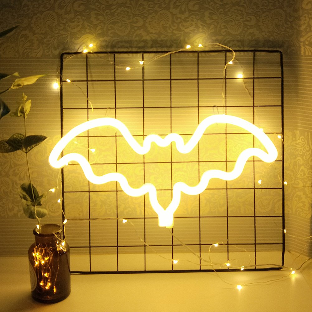 Custom LED Neon Signs for Wall Decor - Warm White Bat Design Night Light for Kids' Birthday Party, Nursery & Teen Room - Perfect for Bedroom, Game Room & Dorm Lighting - Ideal for Birthday Gifts, Home Decor & Themed Party Decorations