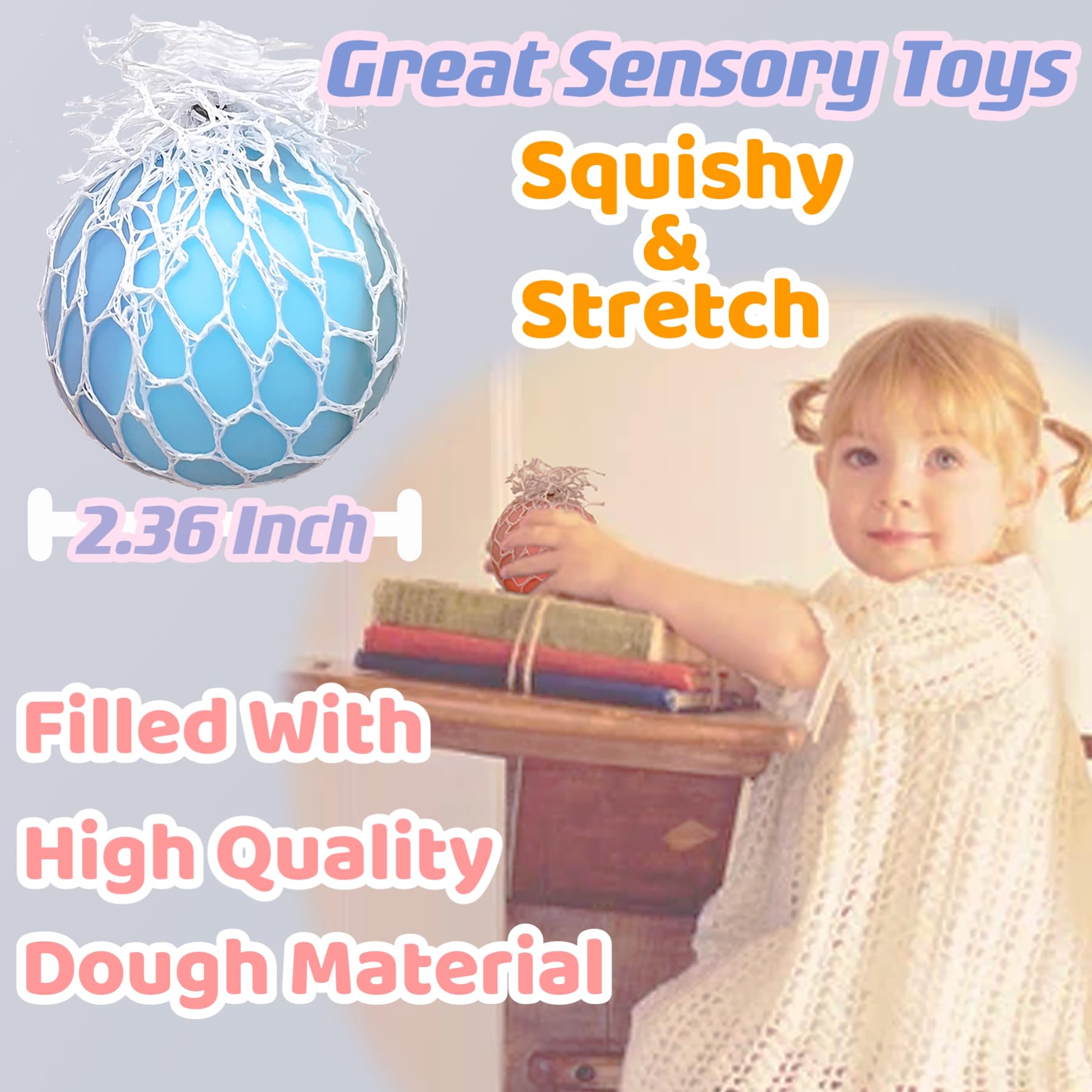 **4-Pack Mesh Grape Stress Balls for Kids & Adults - Squishy Fidget Toys for Autism Sensory Relief, Anxiety & Stress, Party Favors for Ages 8-12 (Great for Classrooms, Offices & Travel)**