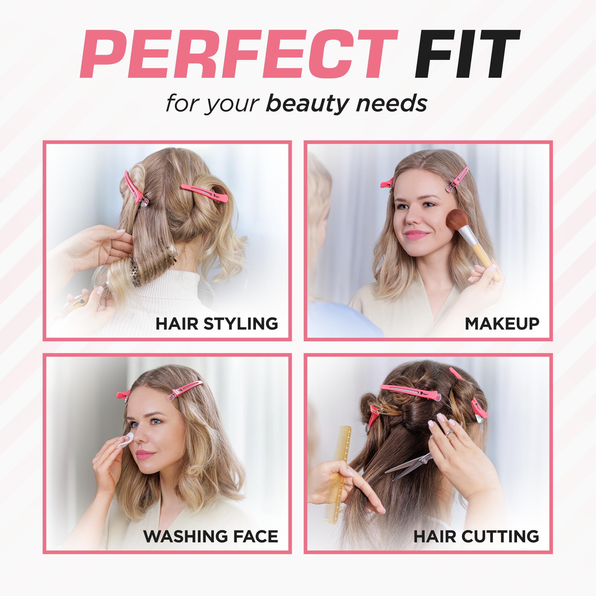 Firm Grip Hair Clips with Silicone Band - Duckbill Alligator Clips for Long Hair Styling, Sectioning & Salon Use - Perfect for Hairdressers, DIY Styling & Home Hair Care