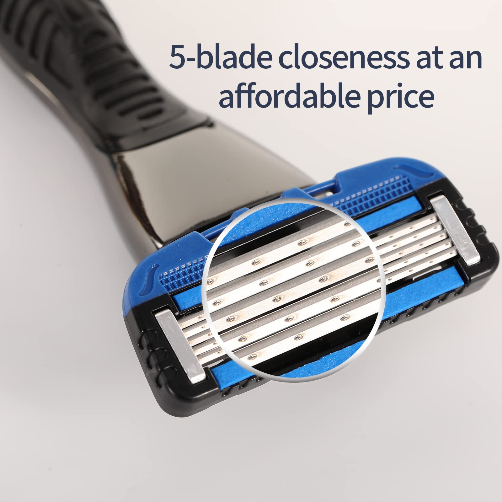 5-Blade Men's Razor with Dual Lubrication for Smooth Shaving - Includes 1 Handle & 5 Blade Refills - Perfect for Travel, Gym & Daily Grooming Routine