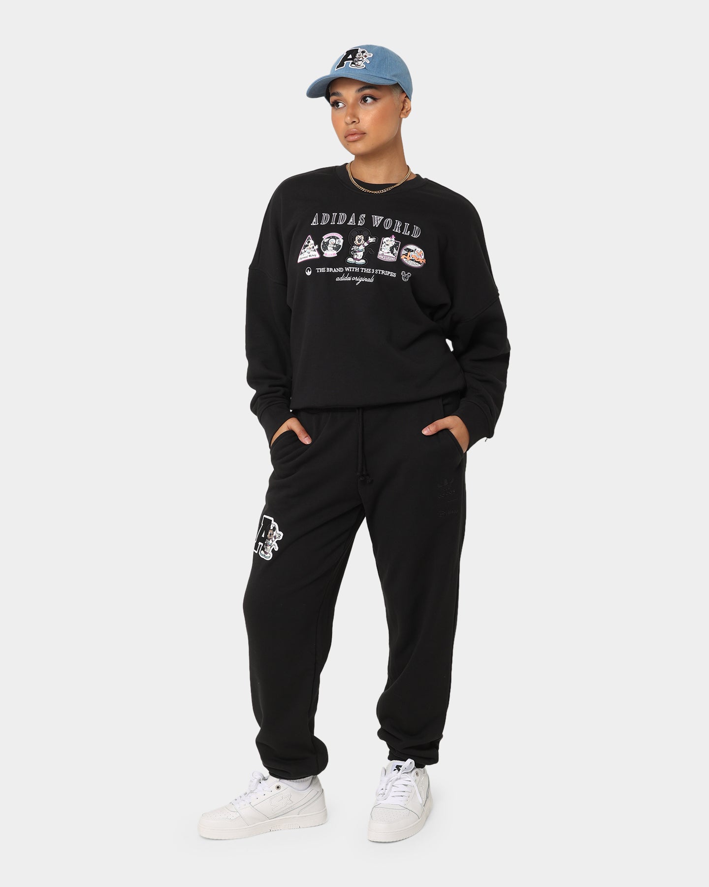 Adidas X Disney Women's Jogger Pants - Black Athletic Lounge Pants for Women - Perfect for Running, Yoga & Casual Wear