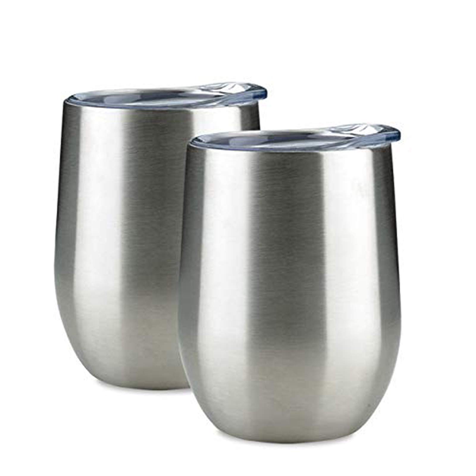 JEAREY 2 Pack 12oz Insulated Stainless Steel Wine Tumbler with Lid - Double Wall Vacuum Stemless Wine Glass for Coffee, Champagne, Cocktail - Perfect for Parties, Picnics, and Outdoor Gatherings