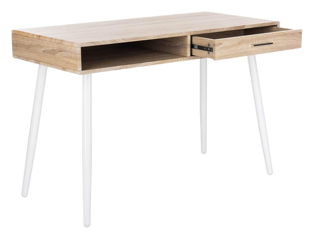 Safavieh Jorja Modern 1-Drawer Home Office Desk - Natural & White Finish, Compact Writing Desk for Small Spaces, Home Office, Study Room & Dormitory