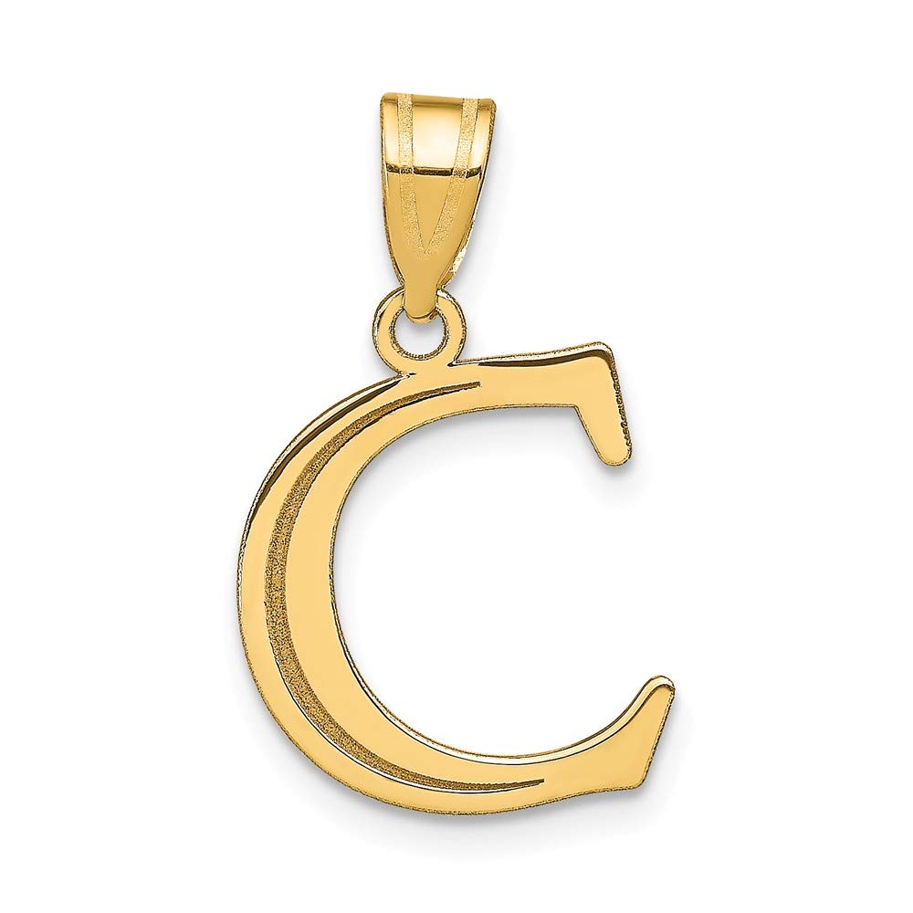 14K Yellow Gold Polished Etched Letter C Initial Pendant Necklace - Elegant Personalized Jewelry Gift for Women, Perfect for Birthdays, Anniversaries & Special Occasions