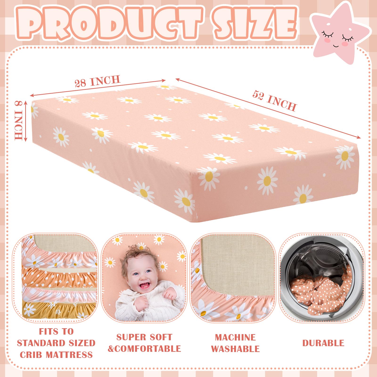 Peryiter 4 Pack Soft Baby Crib Sheets - 52