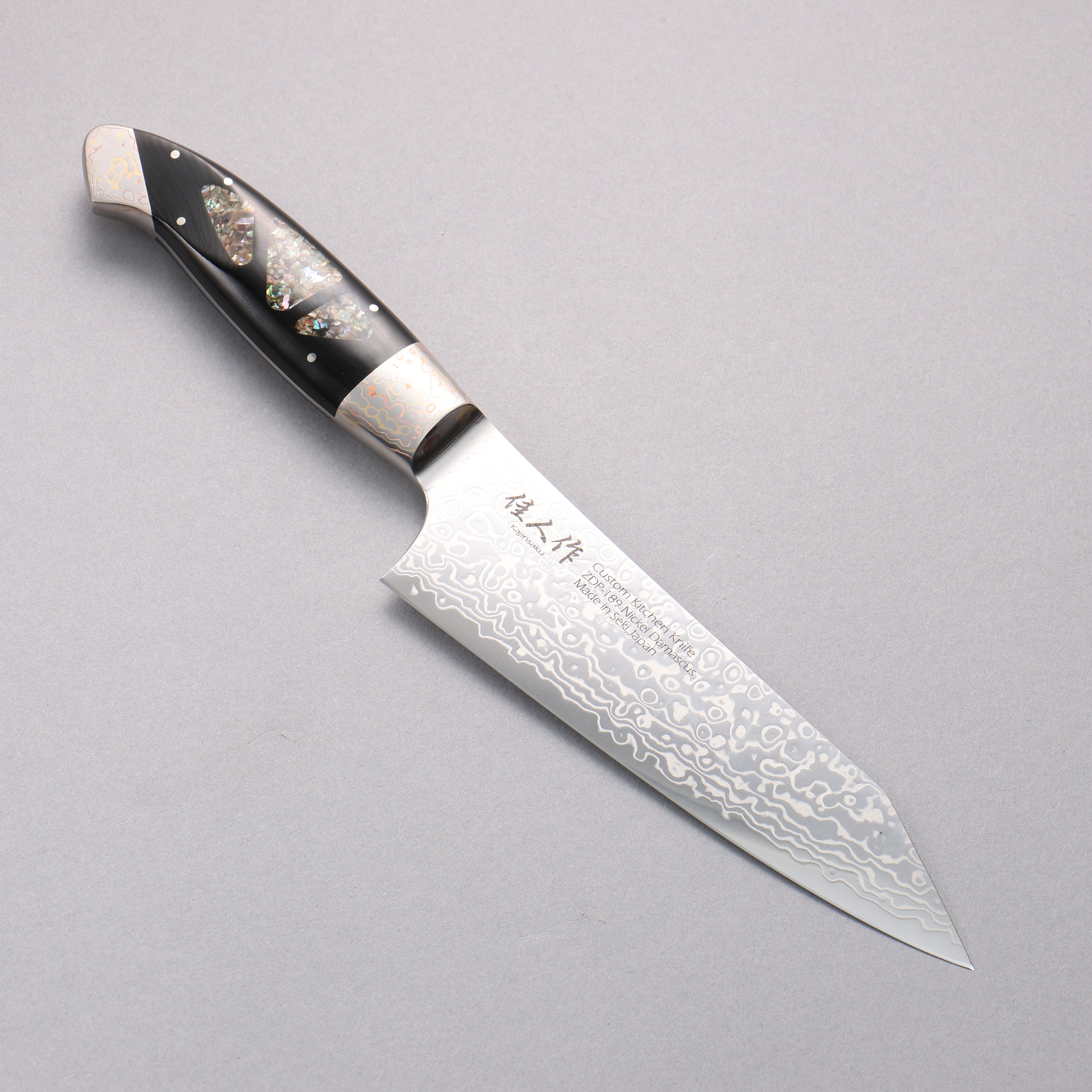 Premium Kajin ZDP-189 Damascus Steel Bunka Knife 165mm with Abalone Inlay Handle - Japanese Kitchen Knife for Professional Chefs & Home Cooking, Perfect for Slicing, Dicing & Precision Vegetable Cutting