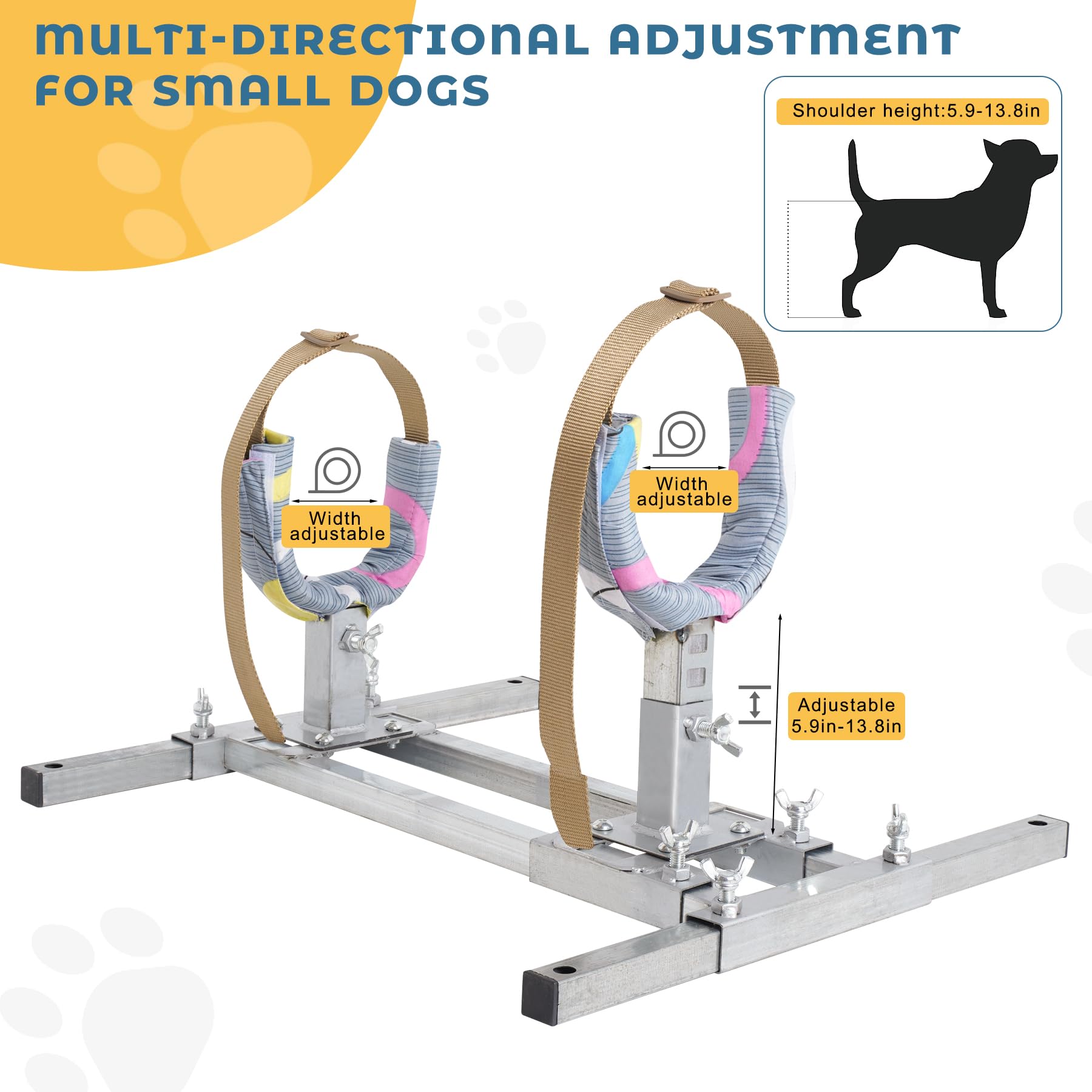Stainless Steel Adjustable Dog Breeding Stand for Miniature Dogs - Shoulder Height 5.9in to 13.8in | Multi-Specification Dog Breeding Rack for Safe & Comfortable Mating | Perfect for Small Breed Dogs, Home Breeding & Veterinary Use