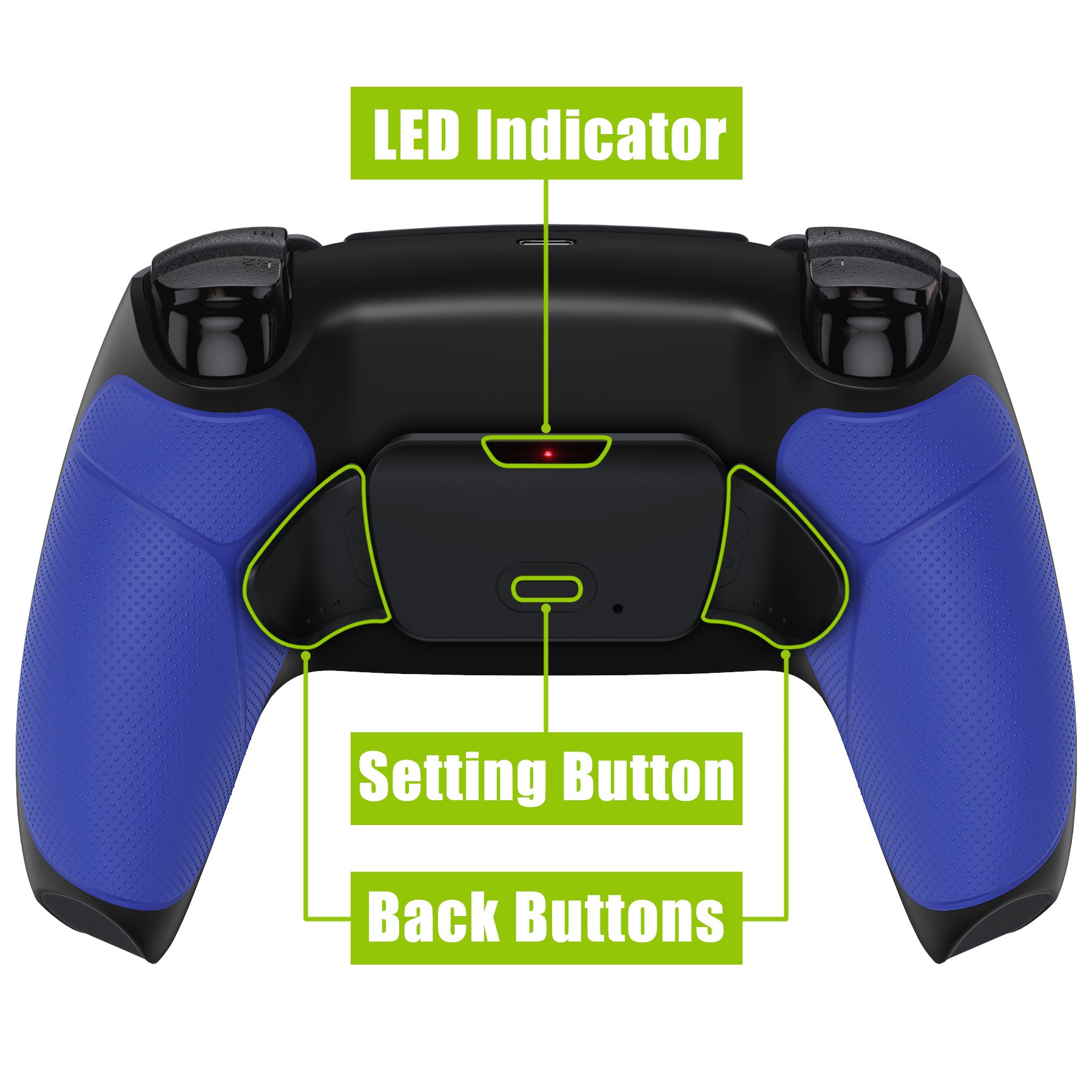 eXtremeRate Remappable Rise 2.0 Remap Kit for PS5 Controller BDM-010 & BDM-020 - Rubberized Blue Back Buttons for Enhanced Gaming Performance - Perfect for FPS, RPG and Competitive Gaming