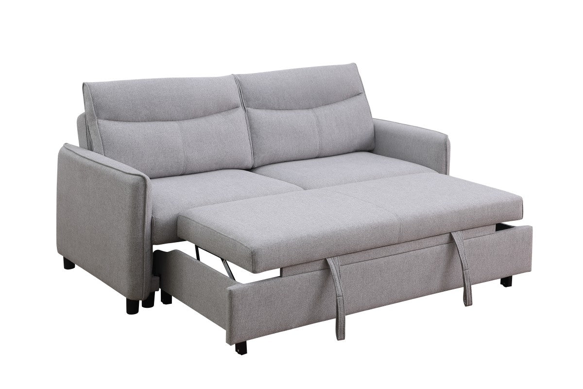 3 Seater Sofa Bed with Storage, Light Grey Fabric Convertible Sleeper - Perfect for Small Apartments, Guest Rooms & Living Rooms