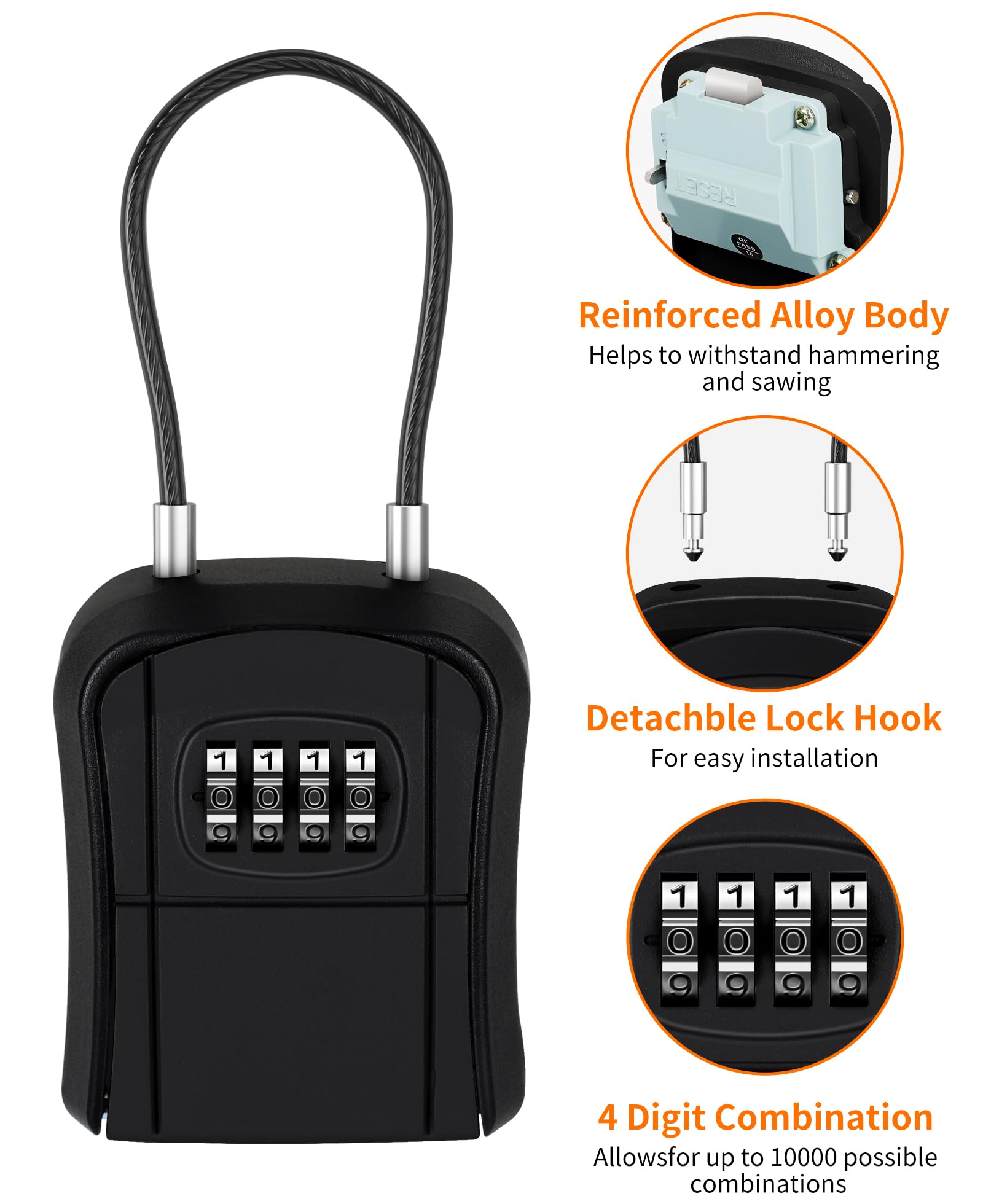 Portable Key Lock Box - Secure Key Holder Safe for House, Garage, Garden & Store | Indoor & Outdoor Use | Black (1 Pack) | Perfect for Vacation Home Access, Spare Key Storage & Property Management