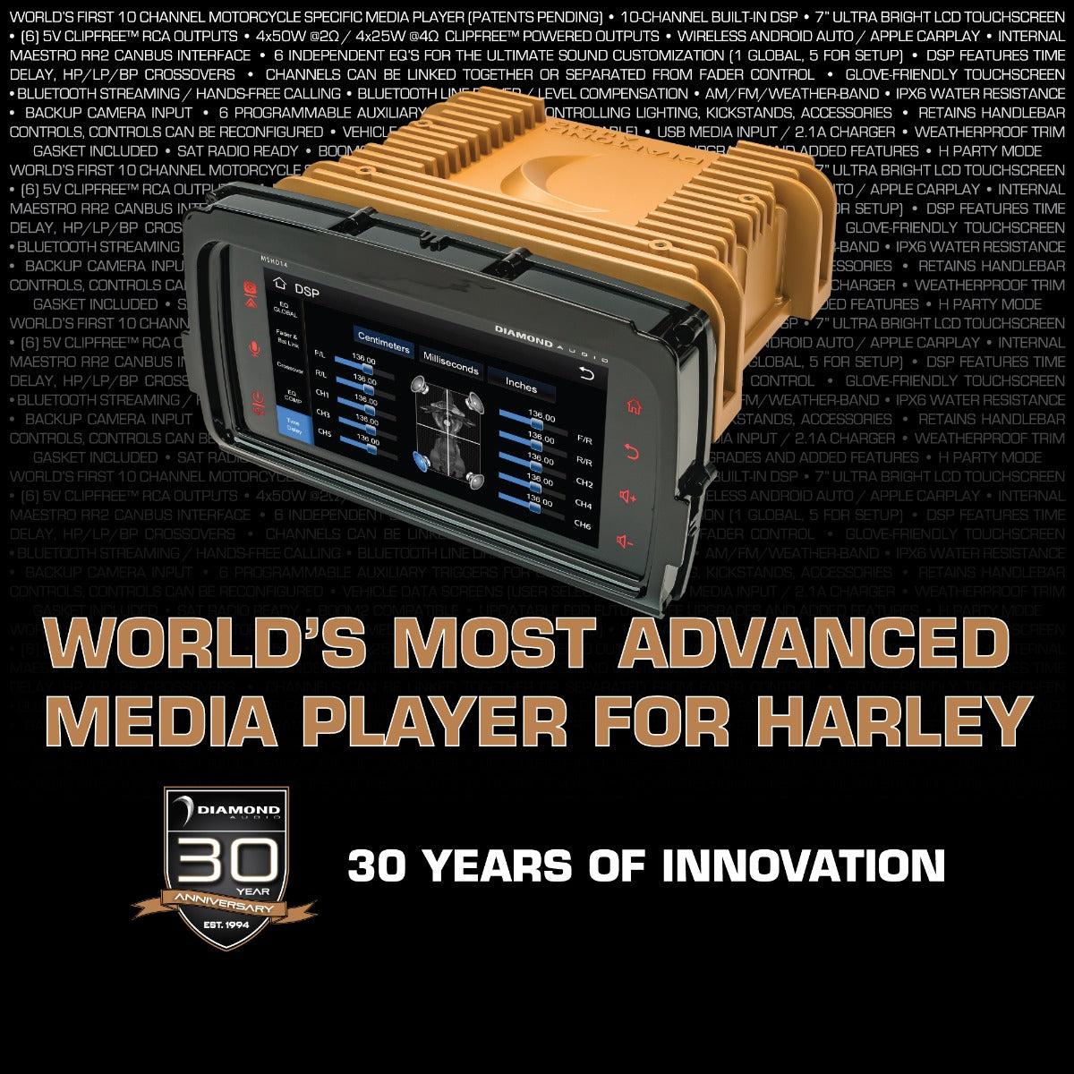 MSHD14 Plug N Play Digital Media Receiver for 2014-2023 Harley Davidson Motorcycles - Bluetooth Audio & Hands-Free Calling for Road Trips & Commuting