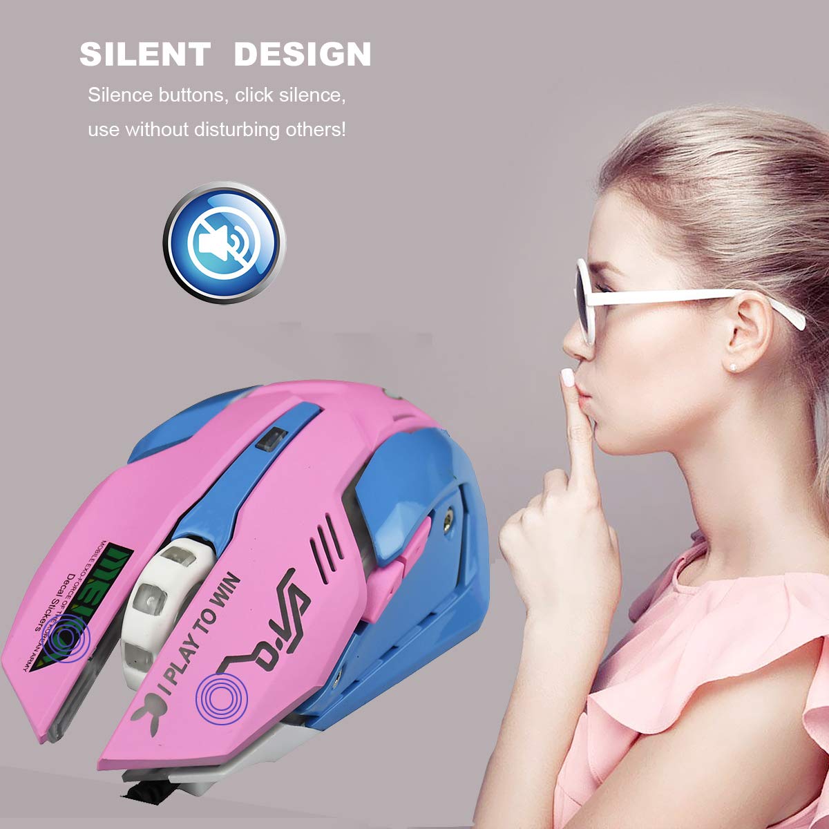 HXMJ Pink Wired USB Computer Mouse with 7 Colors Backlit, Silent Buttons for MacBook, PC, Laptop - Ideal for Office, Gaming, and Home Use