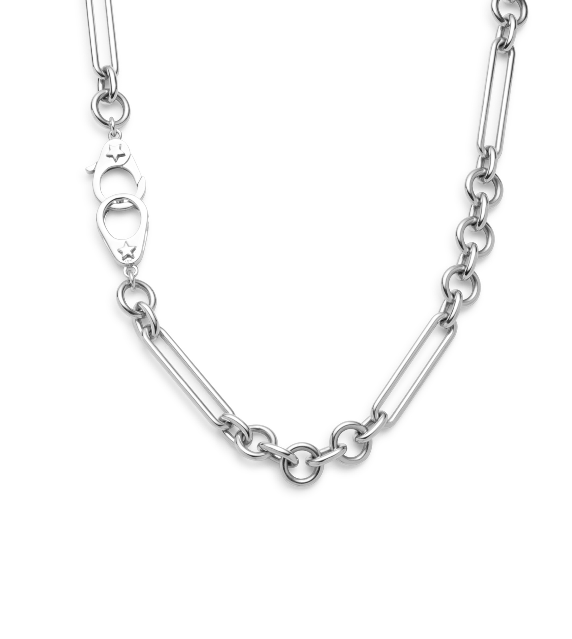 Stylish Sister Hook Midsized Mixed Clip Chain in White Gold - Perfect for Necklaces, Bracelets & Jewelry Making
