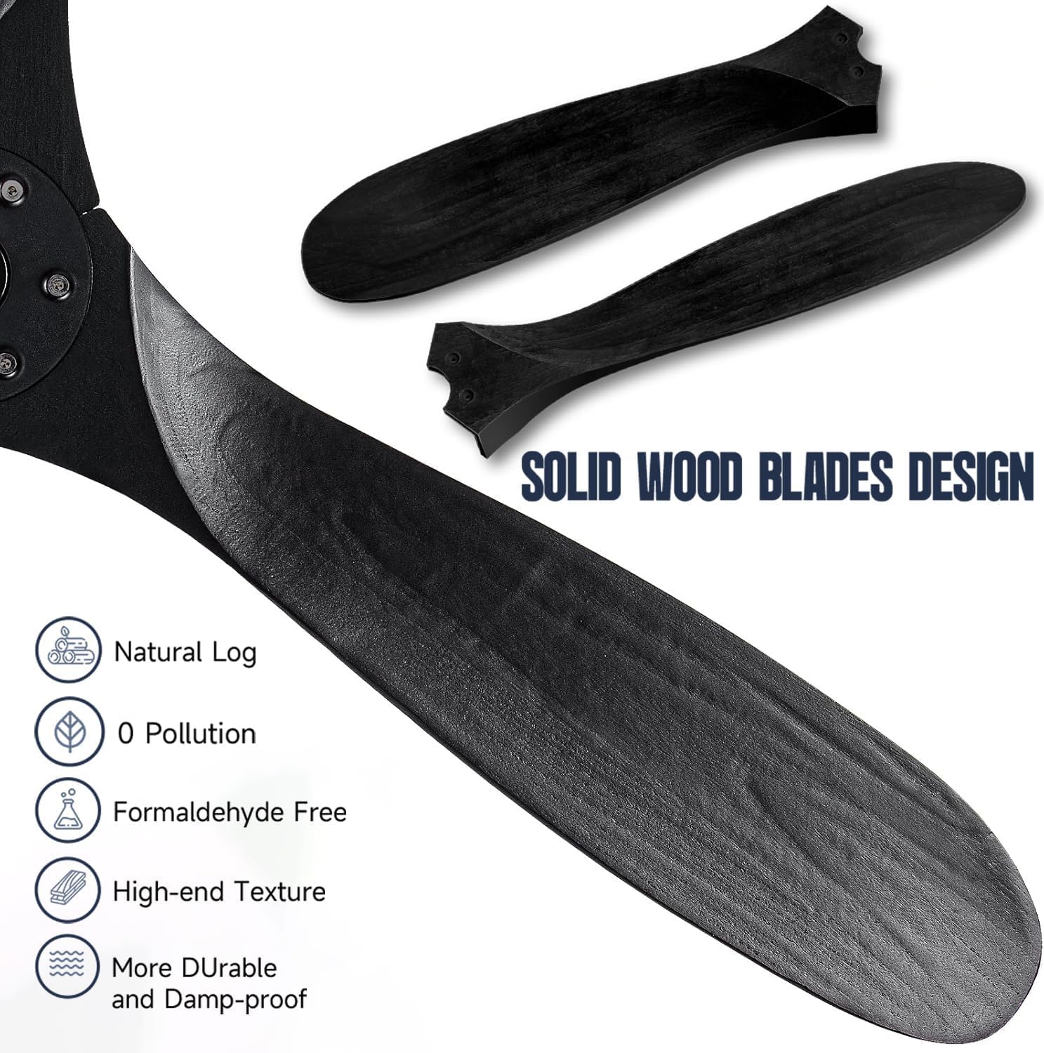 52 Inch Black Smart Ceiling Fan with LED Lights - Outdoor/Indoor Modern Wood Blades Fan - Quiet Reversible DC Motor - Alexa/App/Remote Control - Perfect for Patio, Living Room, Bedroom & Covered Porch