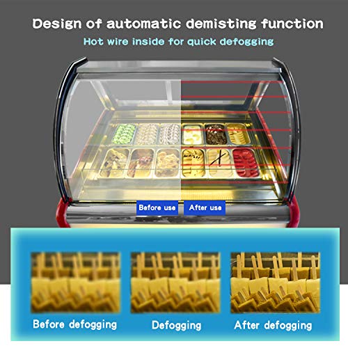 Kolice 18-Pan Commercial Gelato Display Freezer with Auto Defrost - Anti-Fog Glass, LED Lighting & Air Convection Cooling - Perfect for Ice Cream Shops, Bakeries, Cafes and Dessert Stores