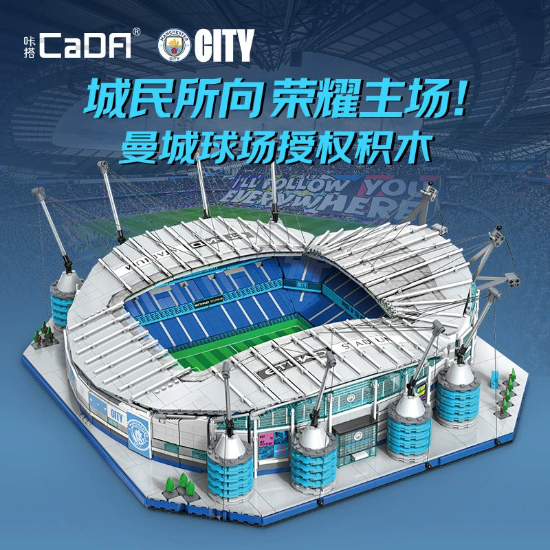 4473pcs CaDA C66022 Manchester City Football Club Etihad Stadium Building Blocks Set - Official Licensed Football Stadium Model for Adults & Kids - Perfect for Home Decoration, Gift, and Football Fans Collection