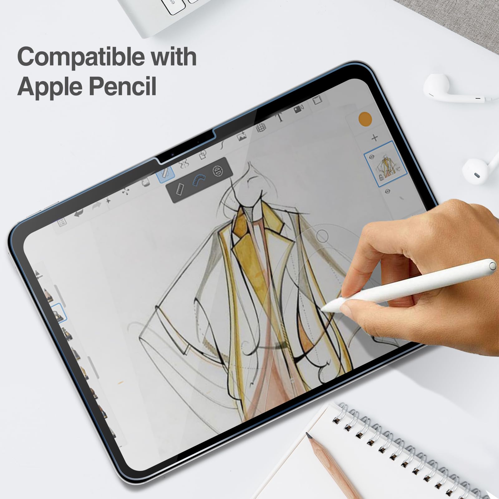 ProCase Privacy Screen Protector for iPad Air 11 inch (7th Gen M3 2025 & 6th Gen M2 2024) - Anti-Spy Tempered Glass Film - Perfect for Office, Travel & Secure Browsing