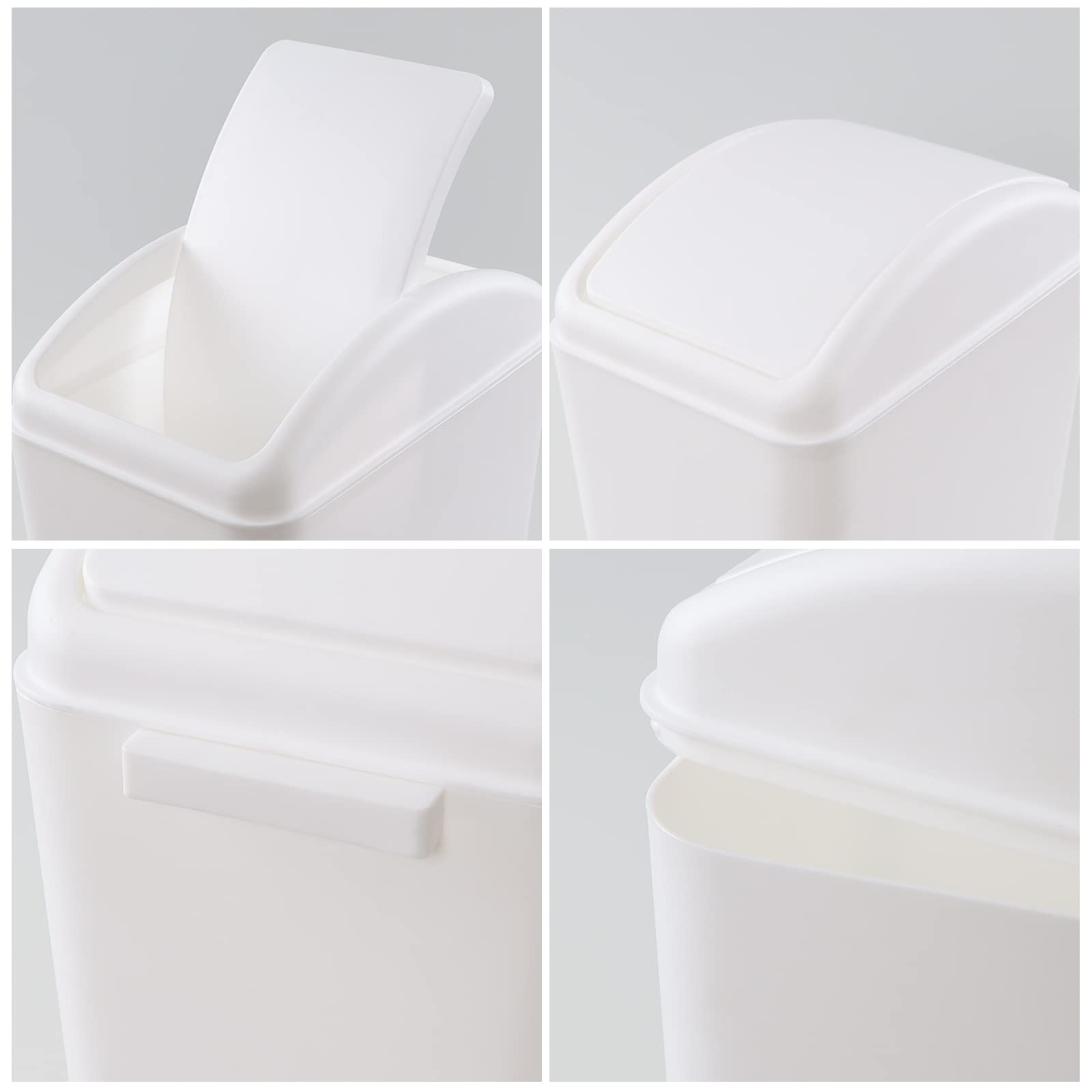 3-Pack 4.5 Gallon Plastic Trash Can with Swing Lid - White Kitchen Garbage Bin for Bathroom, Office, Bedroom & Dorm Room Waste Disposal