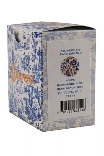 Round Box Cross Stitch Kit - Blue Bangalore Embroidery Kit for Beginners | DIY Craft Supplies for Home Decor, Gift Making & Relaxation