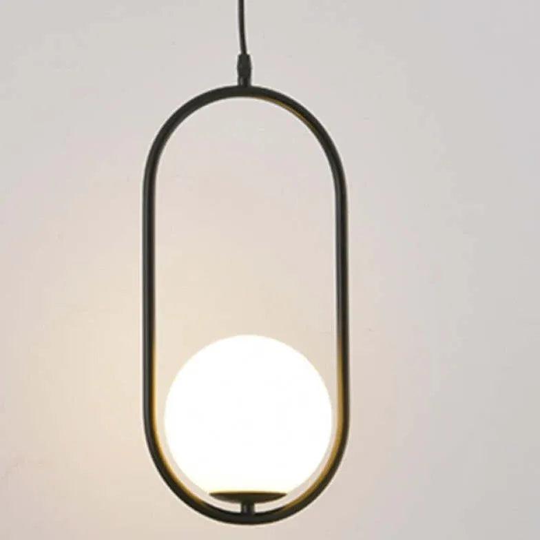 Modern White Glass Ball Single Head Pendant Light - Elegant Ceiling Lighting Fixture for Bedroom, Living Room & Dining Room Decor