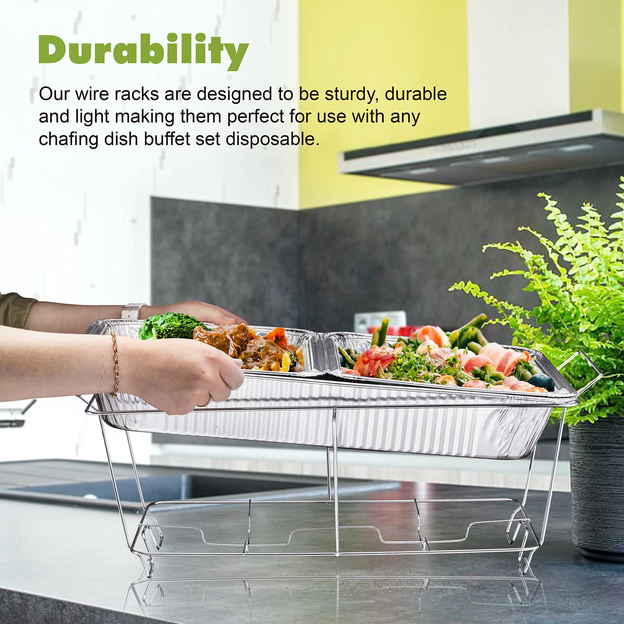 24-Pack Full-Size Chafing Wire Rack Buffet Stands for Dish Serving Trays & Food Warmers - Durable Catering Supplies for Parties, Weddings, Events & Buffet Serving (Commercial & Home Use)