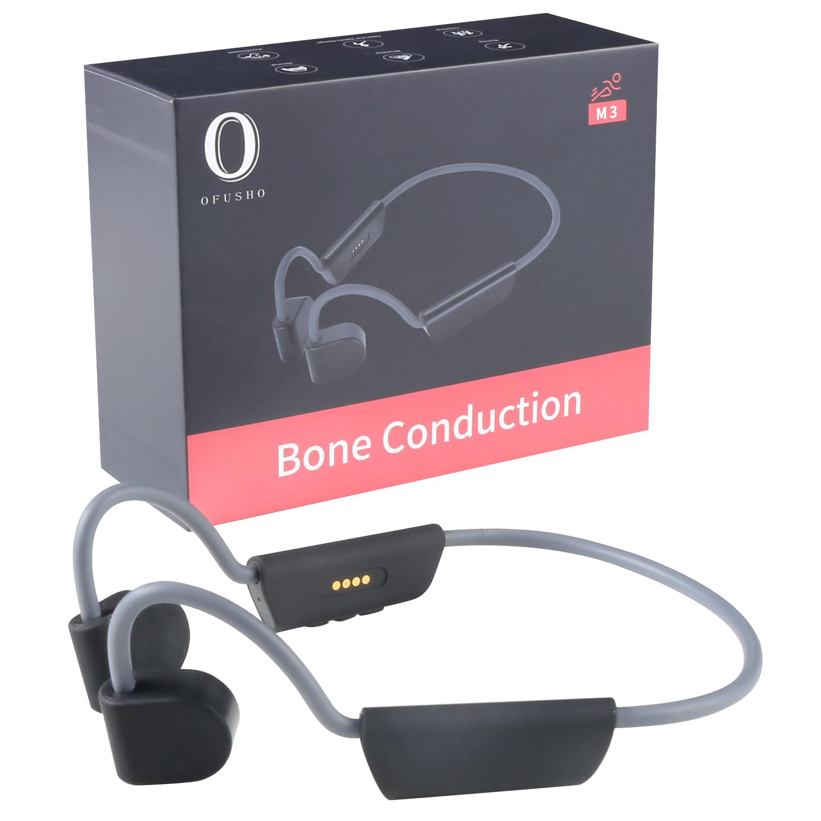OFUSHO Bone Conduction Headphones - Open Ear Bluetooth 5.0 Wireless Headphones for Running, Cycling & Workout - Sweatproof Sport Earphones with 8H Playtime - Perfect for Gym, Jogging & Outdoor Activities