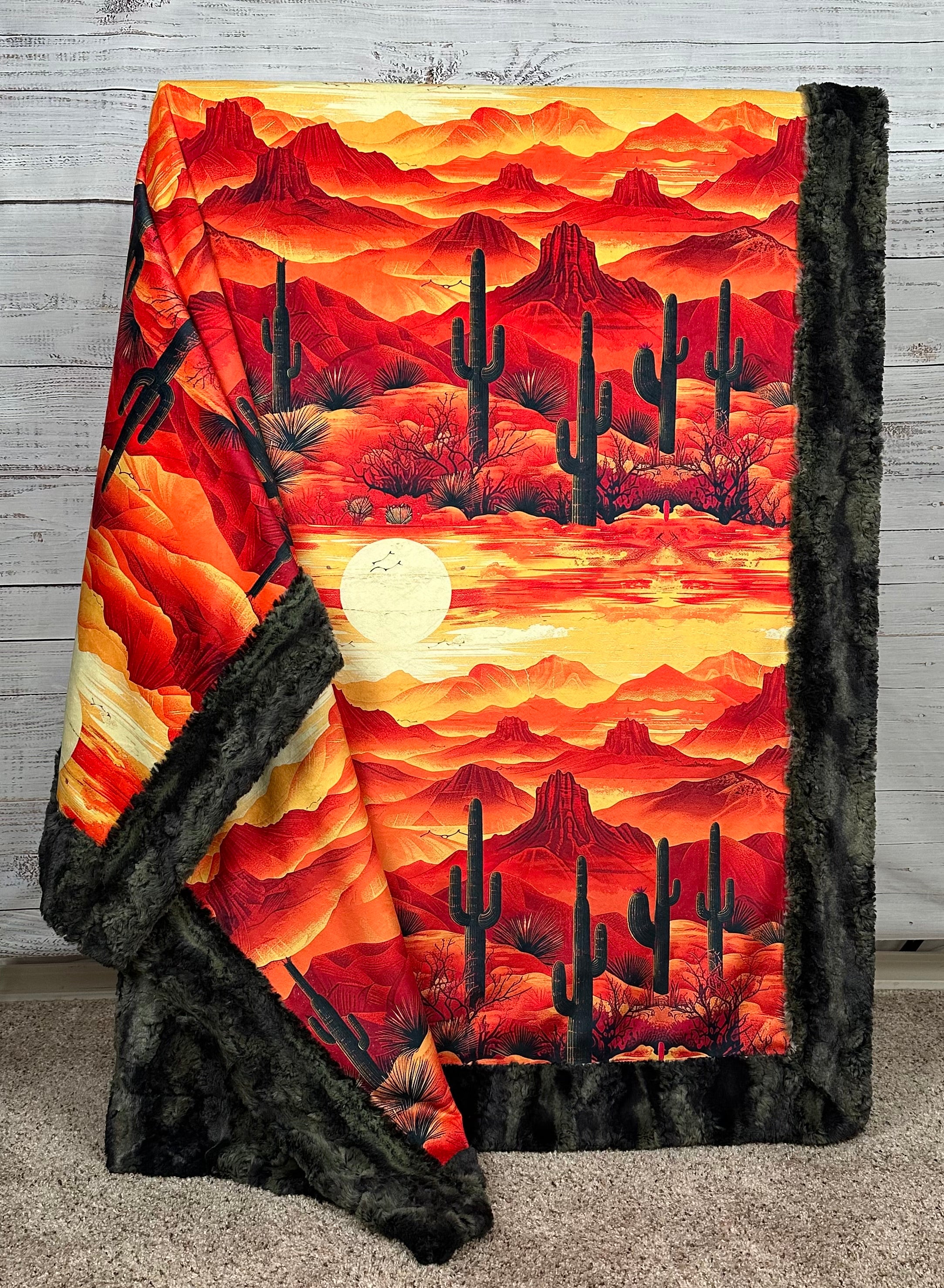 Arizona Desert Sunset Camouflage Luxe Large 55x79 Minky Blanket - Soft Cozy Throw for Bed, Couch & Outdoor Camping