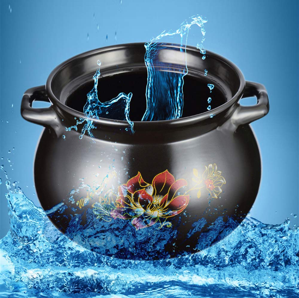 High-Temperature Resistant Stoneware Soup Pot with Lid - 5.5L Healthy Casserole Pan for Cooking, Stewing & Slow Cooking | Perfect for Soups, Stews, Braising & Serving Dishes | Oven, Stovetop & Tabletop Safe