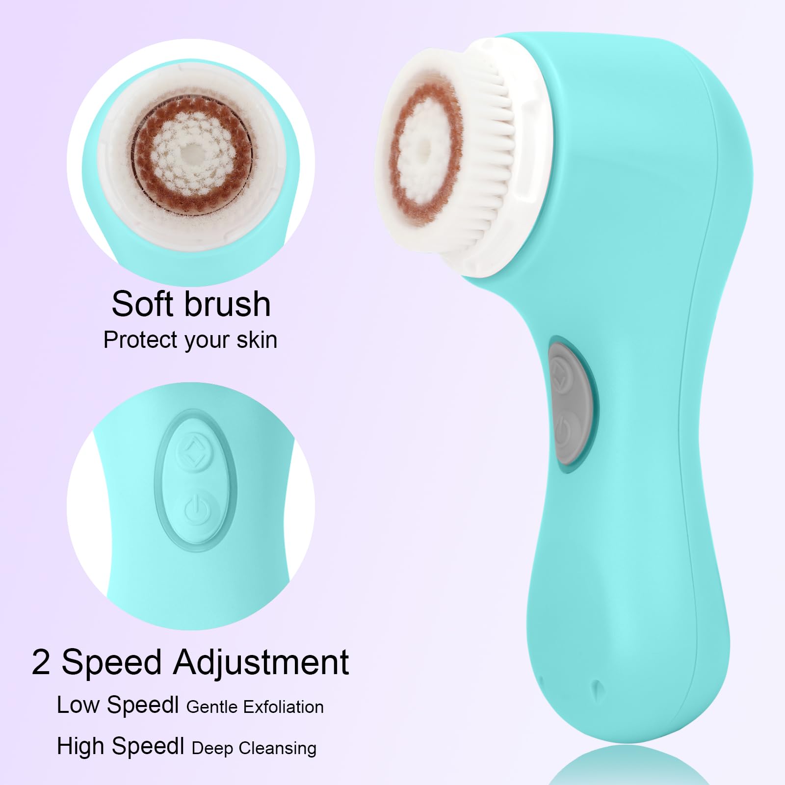 Mia 2 Acoustic Wave Facial Cleansing Brush - Deep Pore Cleaner for Glowing Skin, Waterproof & Rechargeable (Sea Breeze) | Perfect for Daily Skincare Routine & Travel