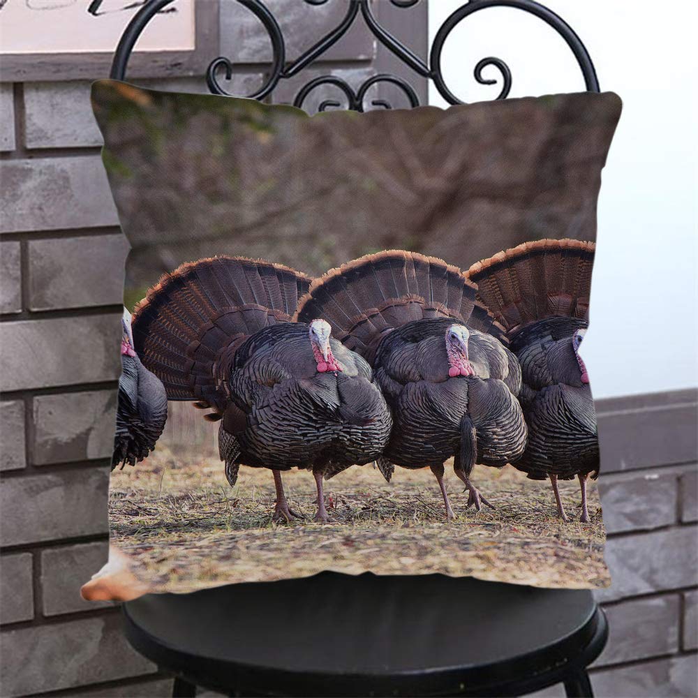 Premium Cotton Linen Pillow Covers 18x18 Inches - Turkey Hunting Themed Decorative Throw Pillow Cases for Couch, Sofa & Bed - Perfect for Rustic Cabin, Lodge & Hunting Cabin Home Decor