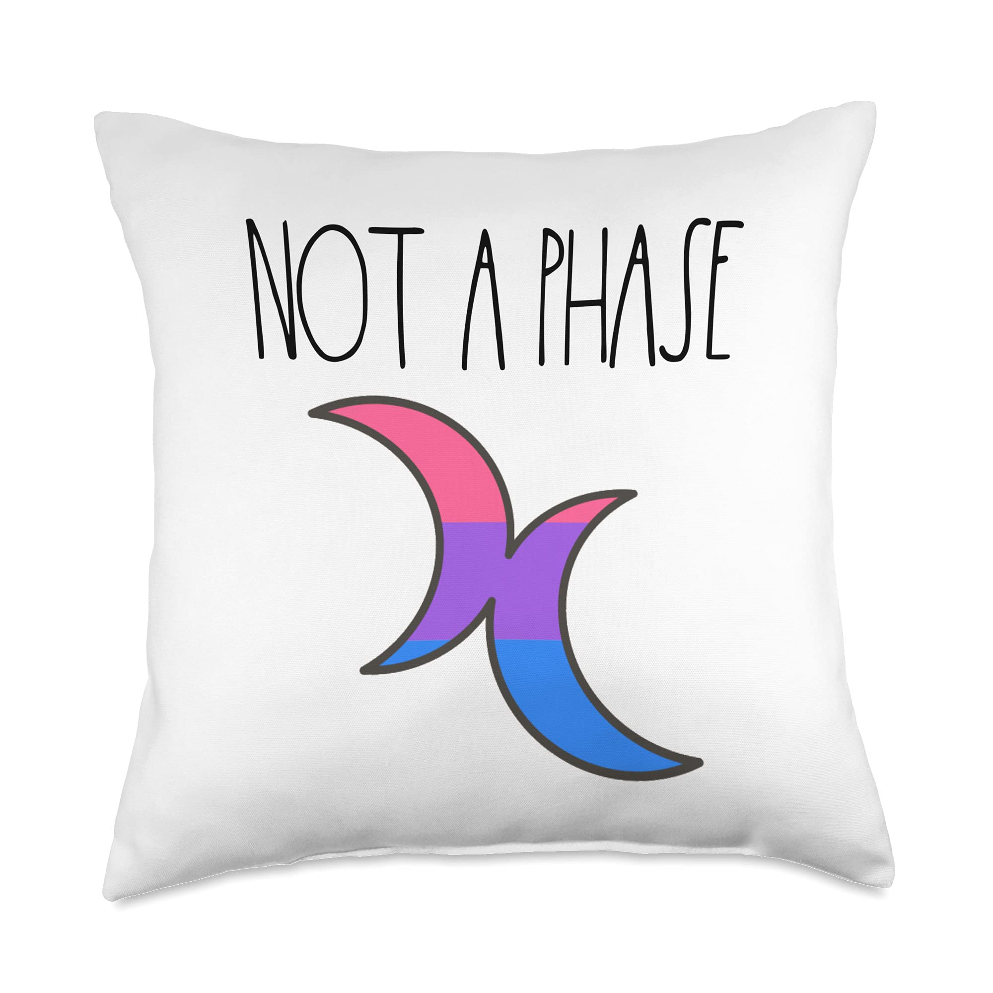 Bisexual Moon LGBTQ Ally Pride Throw Pillow - 18x18 Inch Multicolor Bi Flag Design - Perfect for Home Decor, Sofa & Bedroom