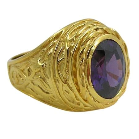 Lily Amethyst Yellow Gold Bishop Ring - Elegant Purple Gemstone Jewelry for Women | Perfect for Weddings, Parties & Special Occasions