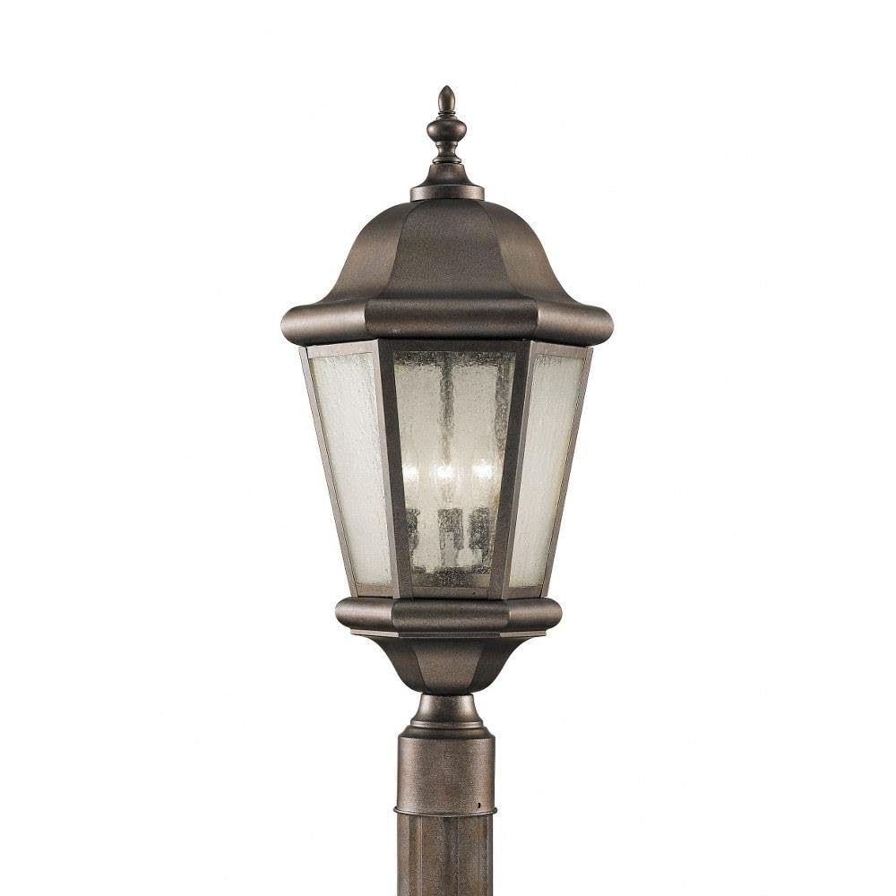 22.25 Inch 10.5W 3-LED Outdoor Post Lantern - Corinthian Bronze Finish - Dusk to Dawn Lighting - Perfect for Porch, Garden, Pathway & Driveway Illumination