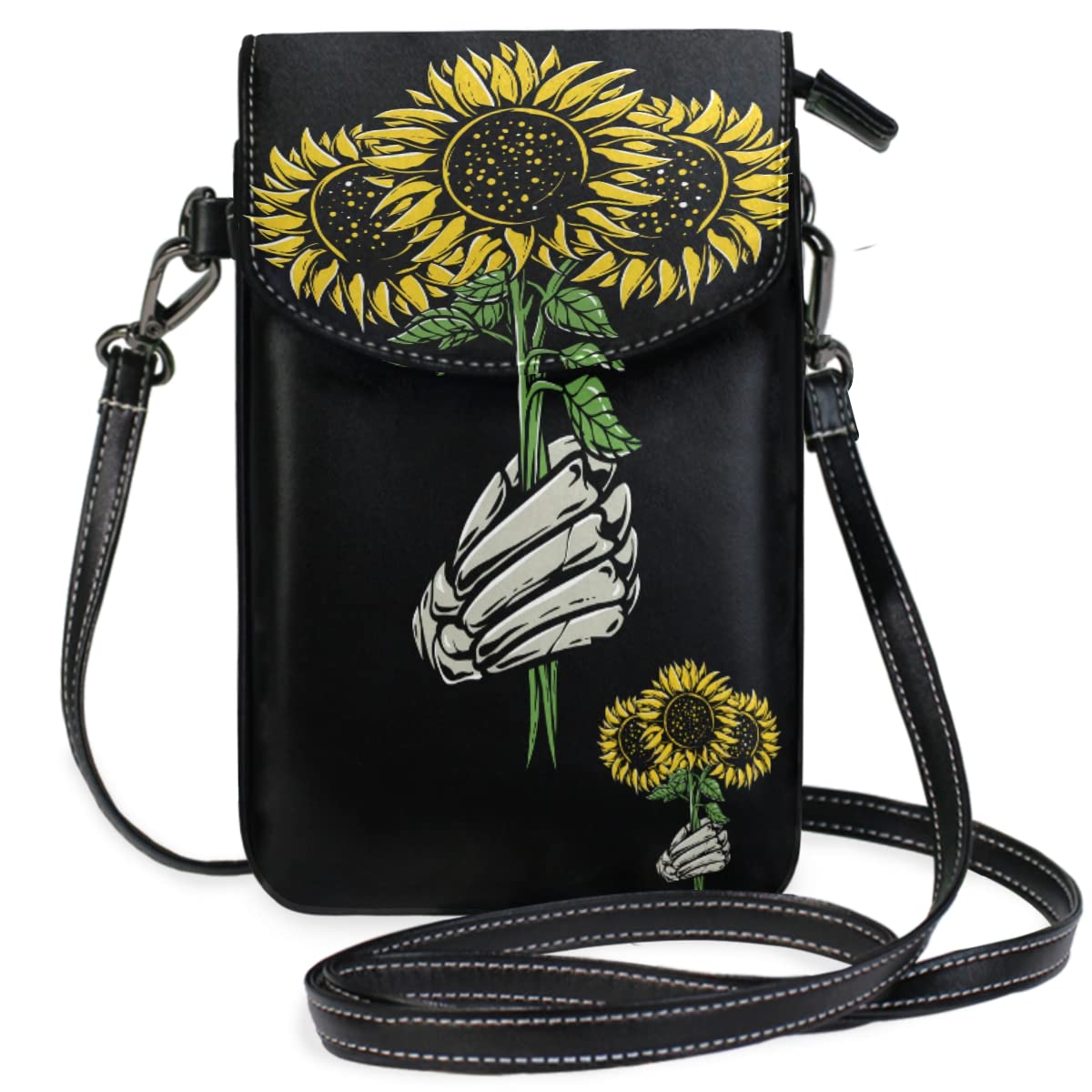 Women's Leather Crossbody Bag with Flower Design - Phone Wallet & Card Holder - Stylish Shoulder Purse for Everyday Use, Travel & Shopping