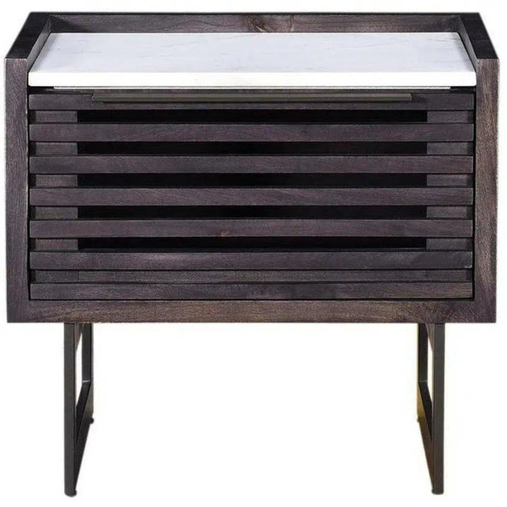 22 Inch Nightstand Dark Grey Contemporary - Modern Bedside Table with Storage for Bedroom, Living Room, or Office