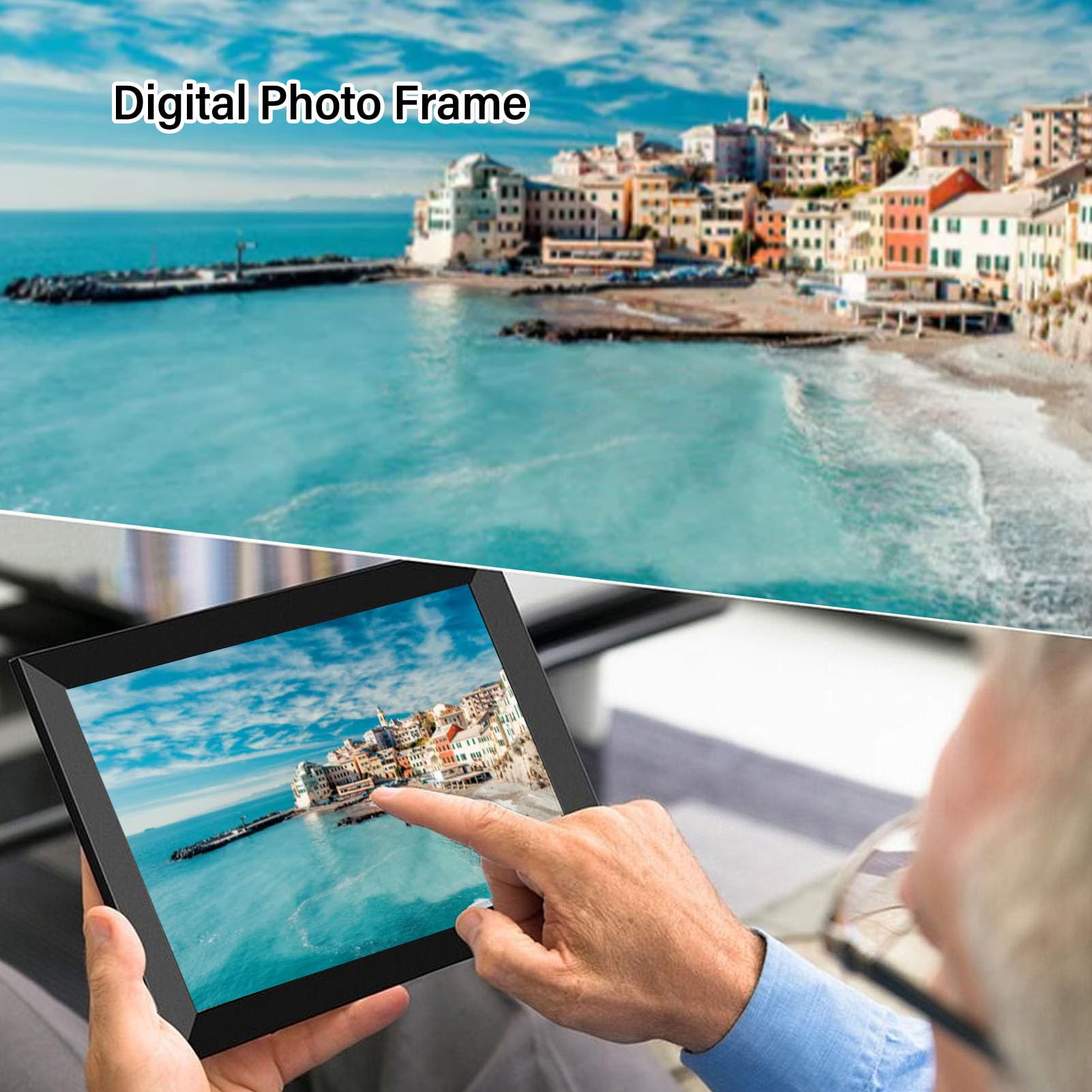 15 Inch WiFi Digital Picture Frame with Auto Rotate - 1024x768 IPS Full HD Touchscreen Display - Share Photos & Videos via App - Perfect for Home, Office & Gift Giving (UK)
