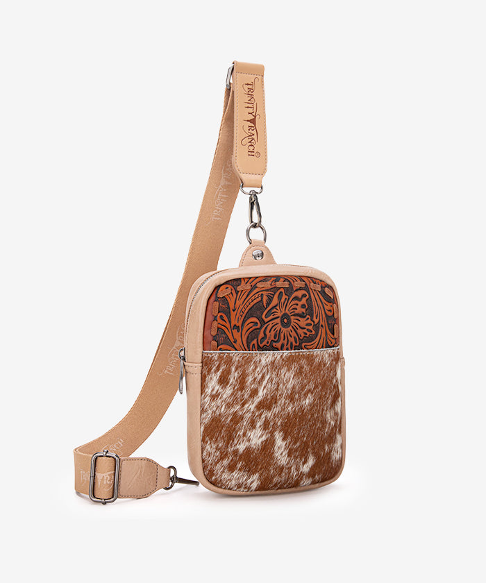 Trinity Ranch Genuine Hair-On Cowhide Sling Bag - Stylish Leather Crossbody Purse for Women, Perfect for Outdoor Adventures, Travel & Daily Use