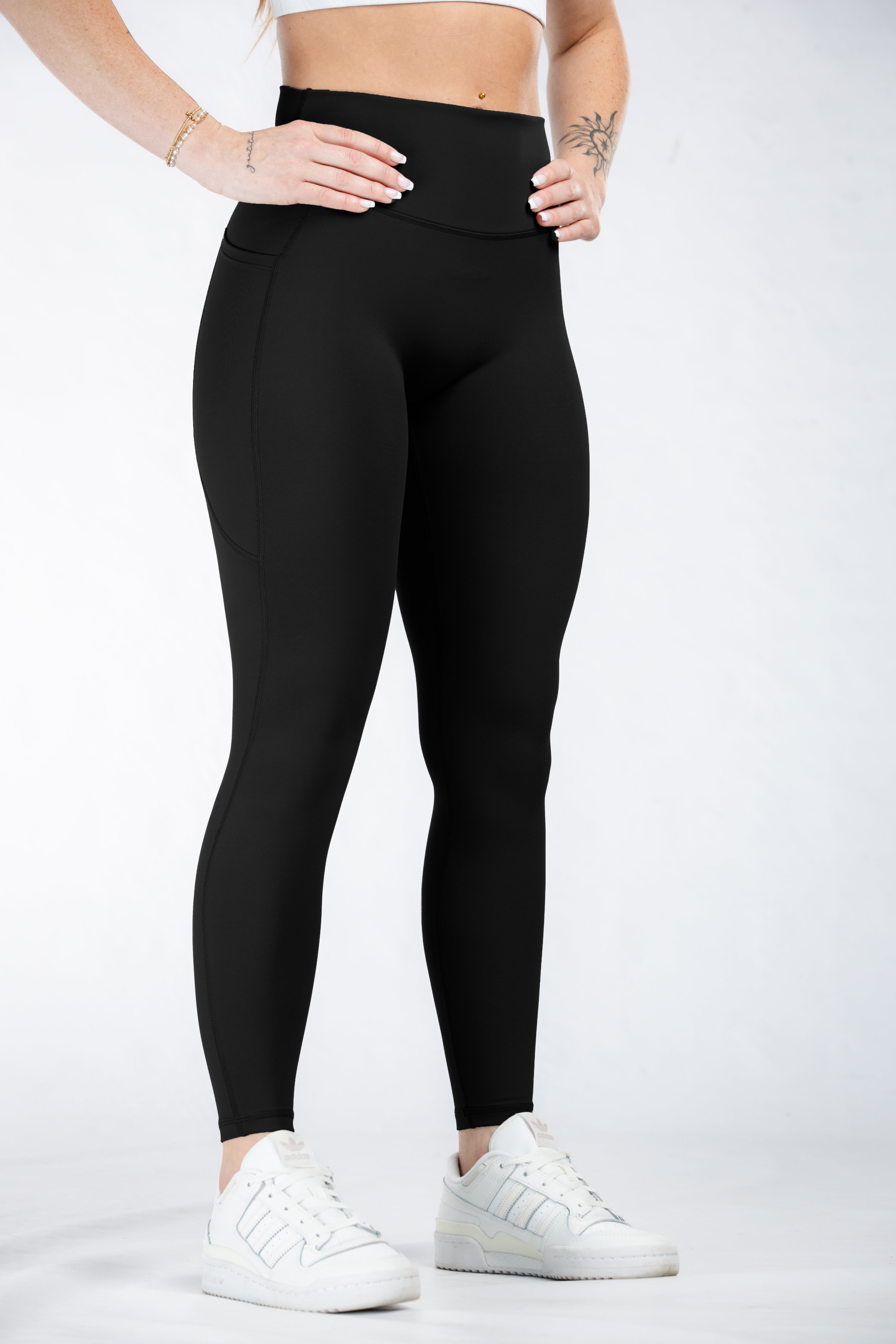 Empowered High-Waist Yoga Leggings with Pockets - Black | Perfect for Workouts, Running & Everyday Comfort