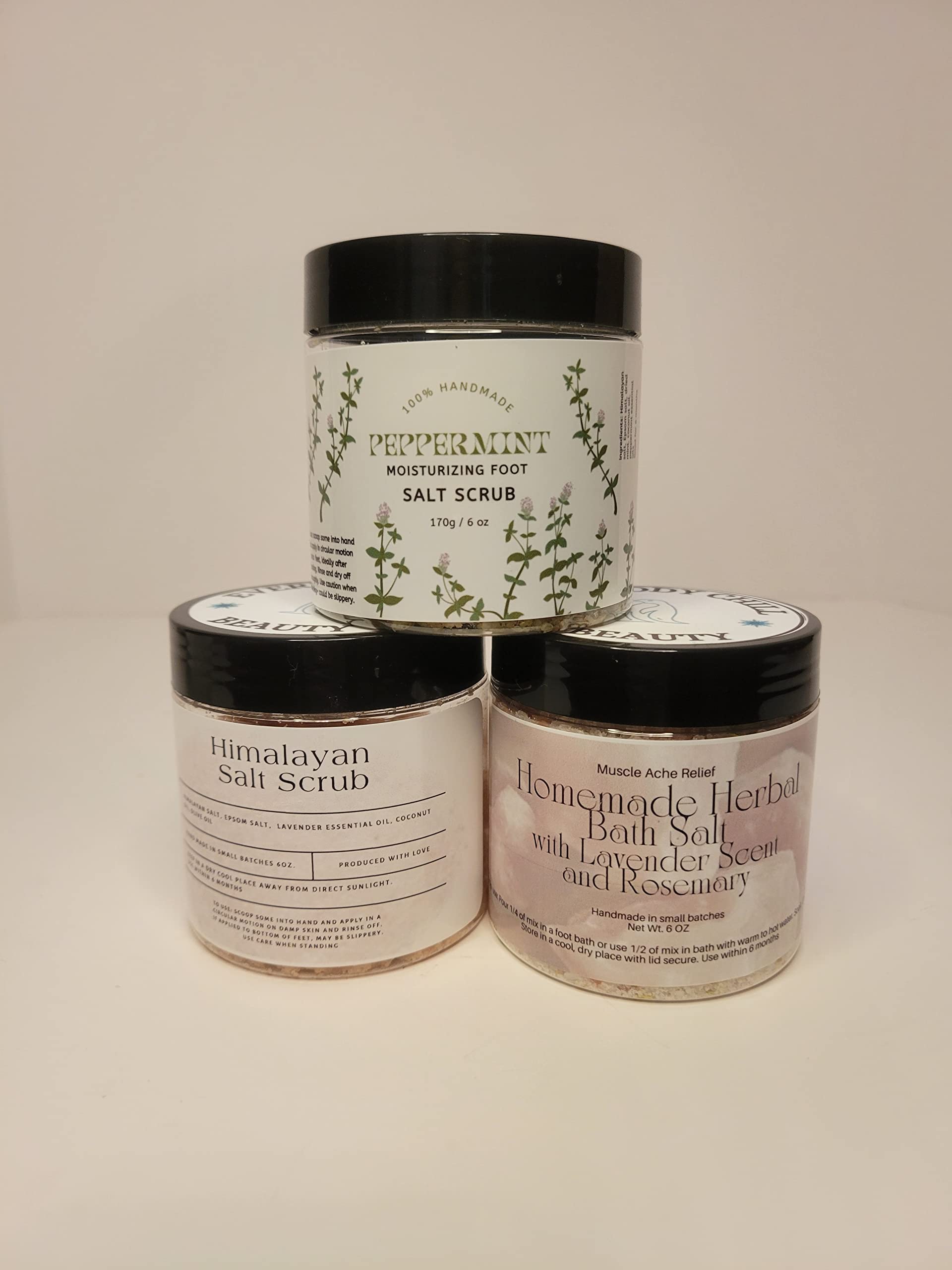 3 Pack All Natural Spa Salt Scented Body Scrubs - Homemade Bath Gift Set for Relaxation & Exfoliation | Perfect for Self-Care, Pampering Gifts & At-Home Spa Days