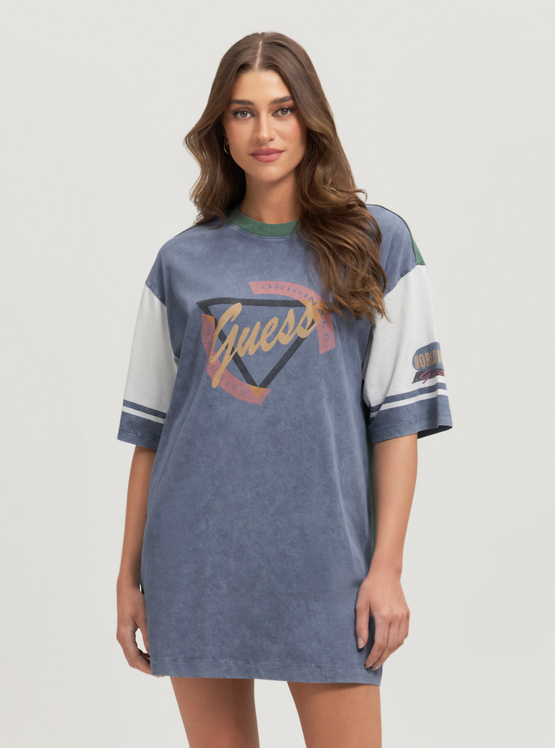 GUESS Originals Western Style T-Shirt Mini Dress for Women - Casual Summer Outfit, Music Festival, and Beach Wear